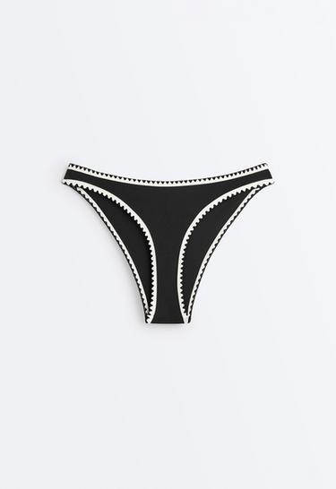 Contrast stitch U-cut medium-coverage bikini briefs — BLACK 7