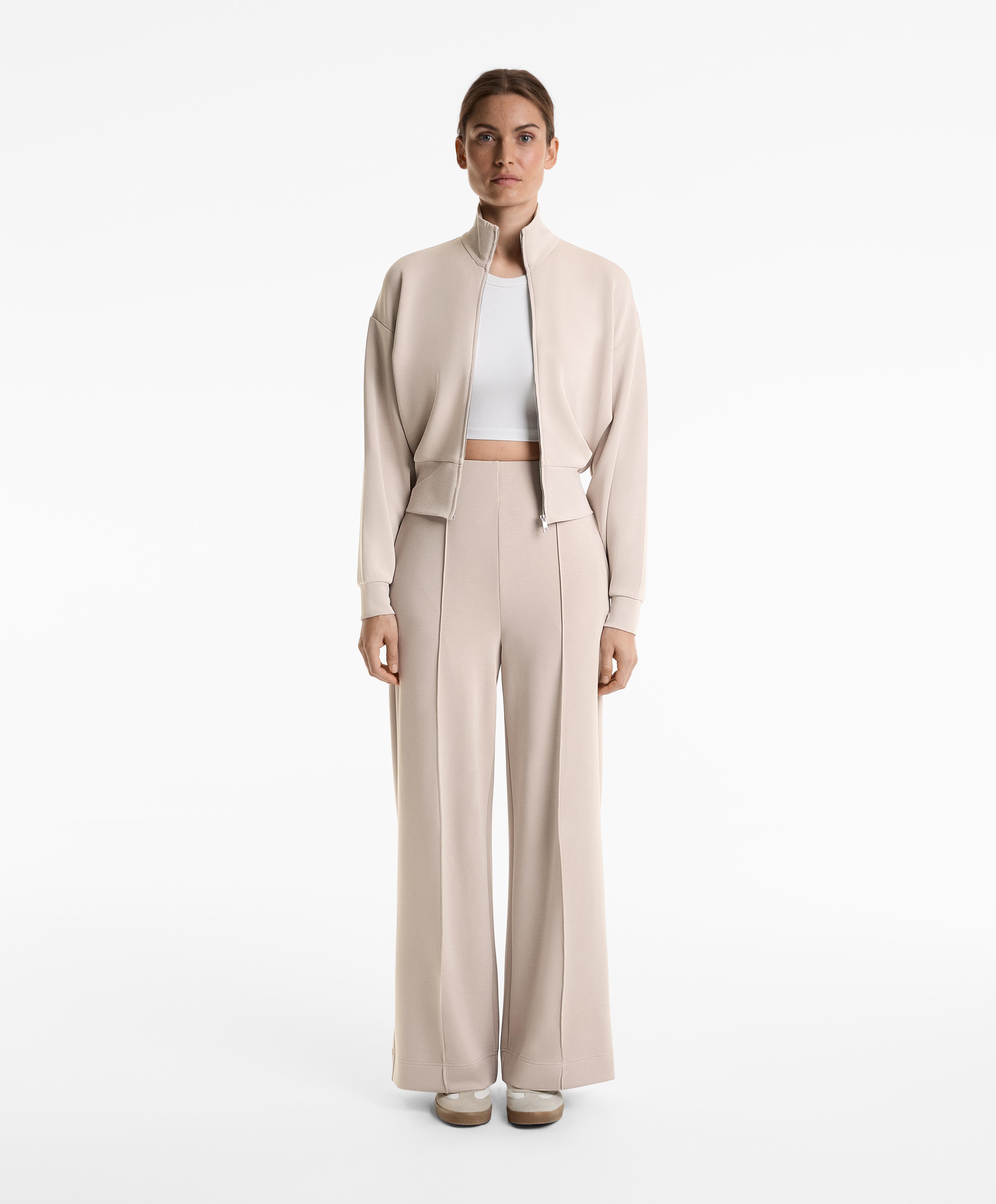 Taupe crease straight-leg tracksuit with modal Taupe crease straight-leg tracksuit with modal