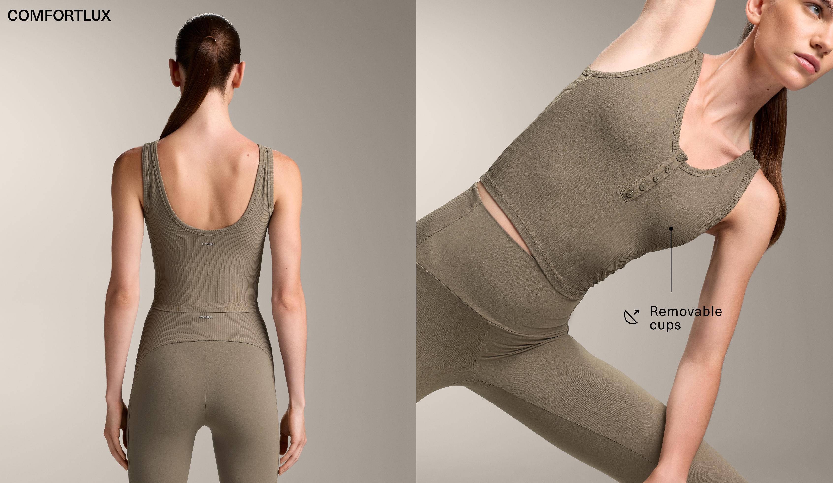 Rib Comfortlux open back Henley tank top