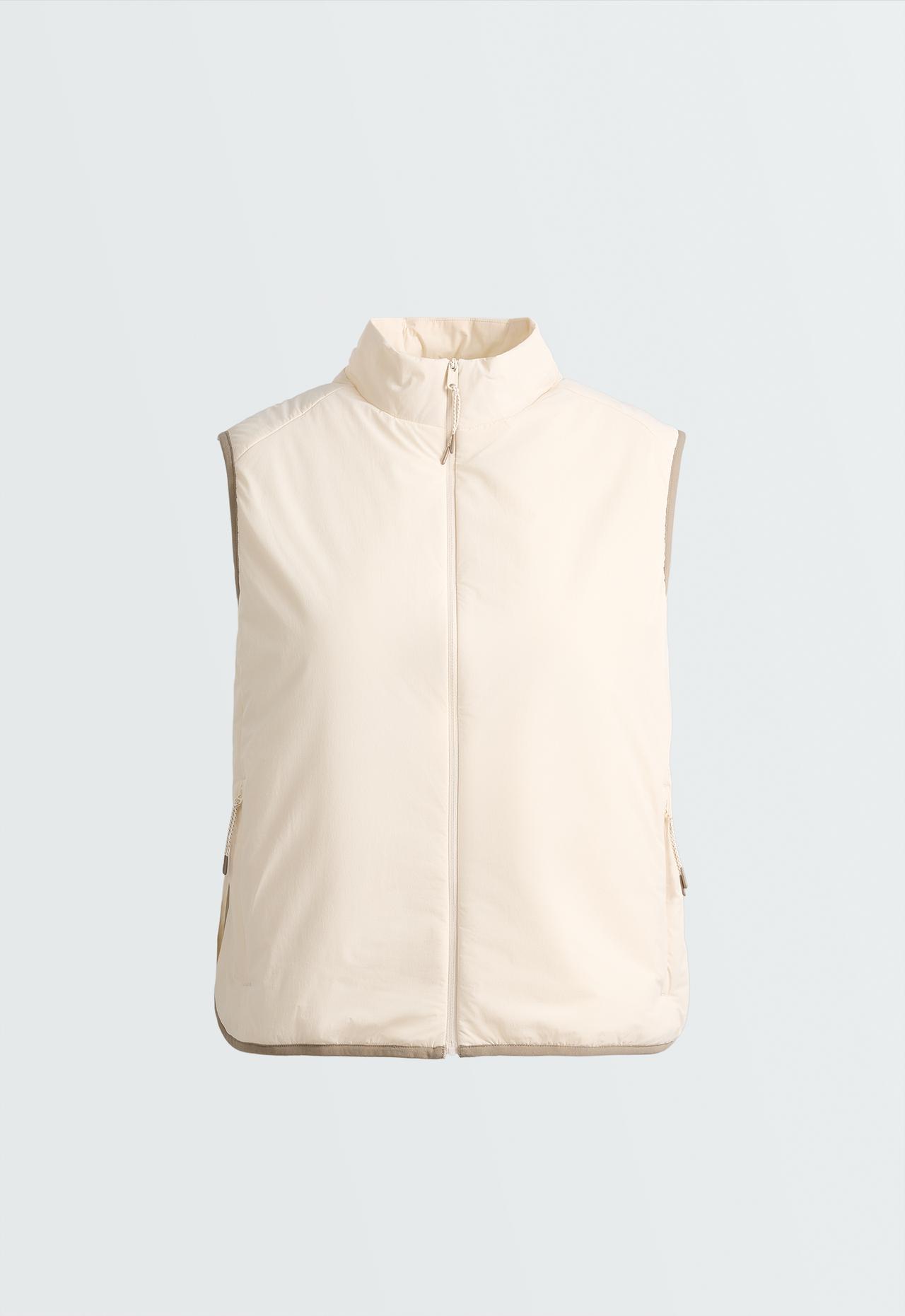 FELLEX® Volcanic technical padded gilet with piping — PALE ECRU