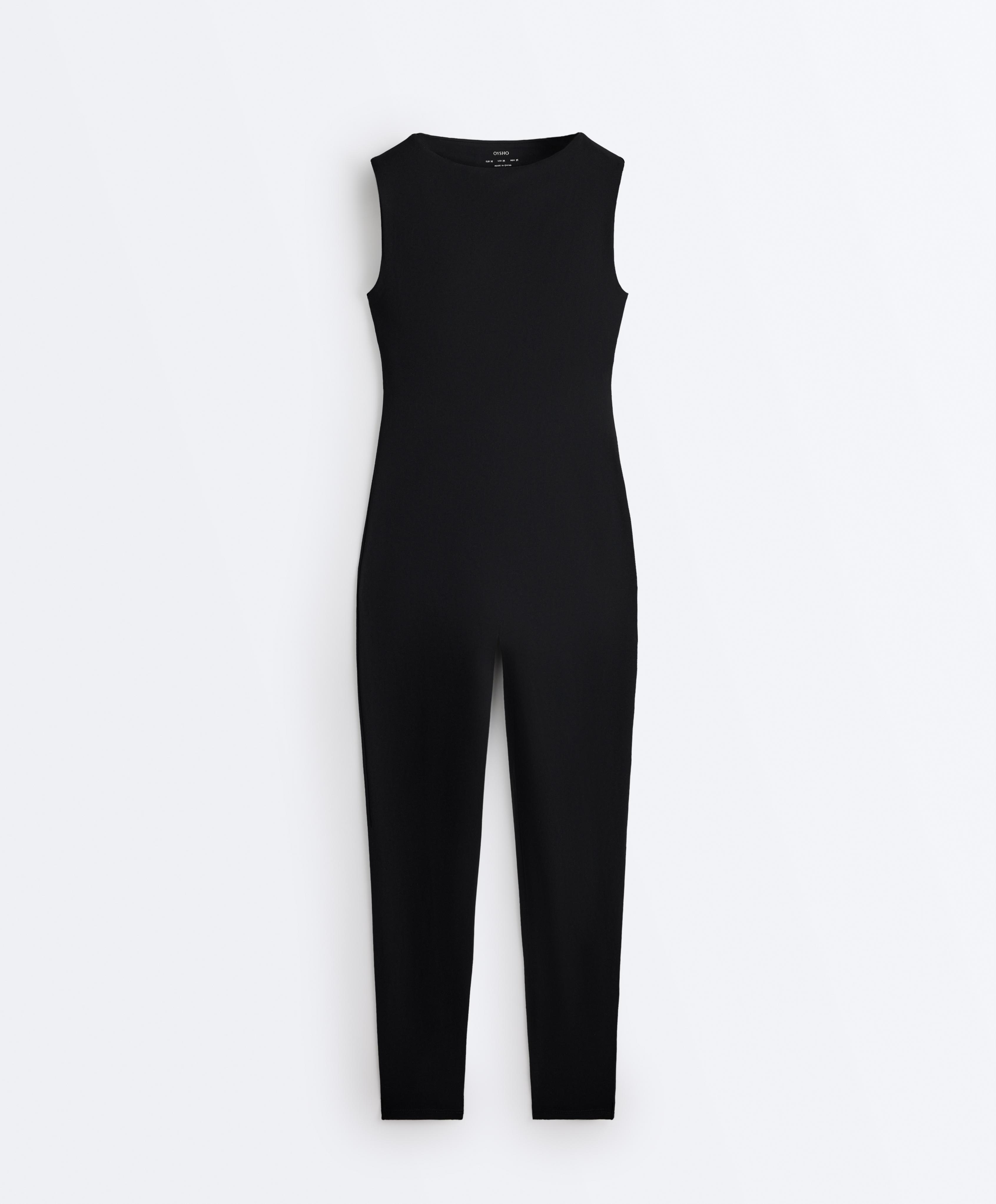 Comfortlux boat neck long jumpsuit — BLACK