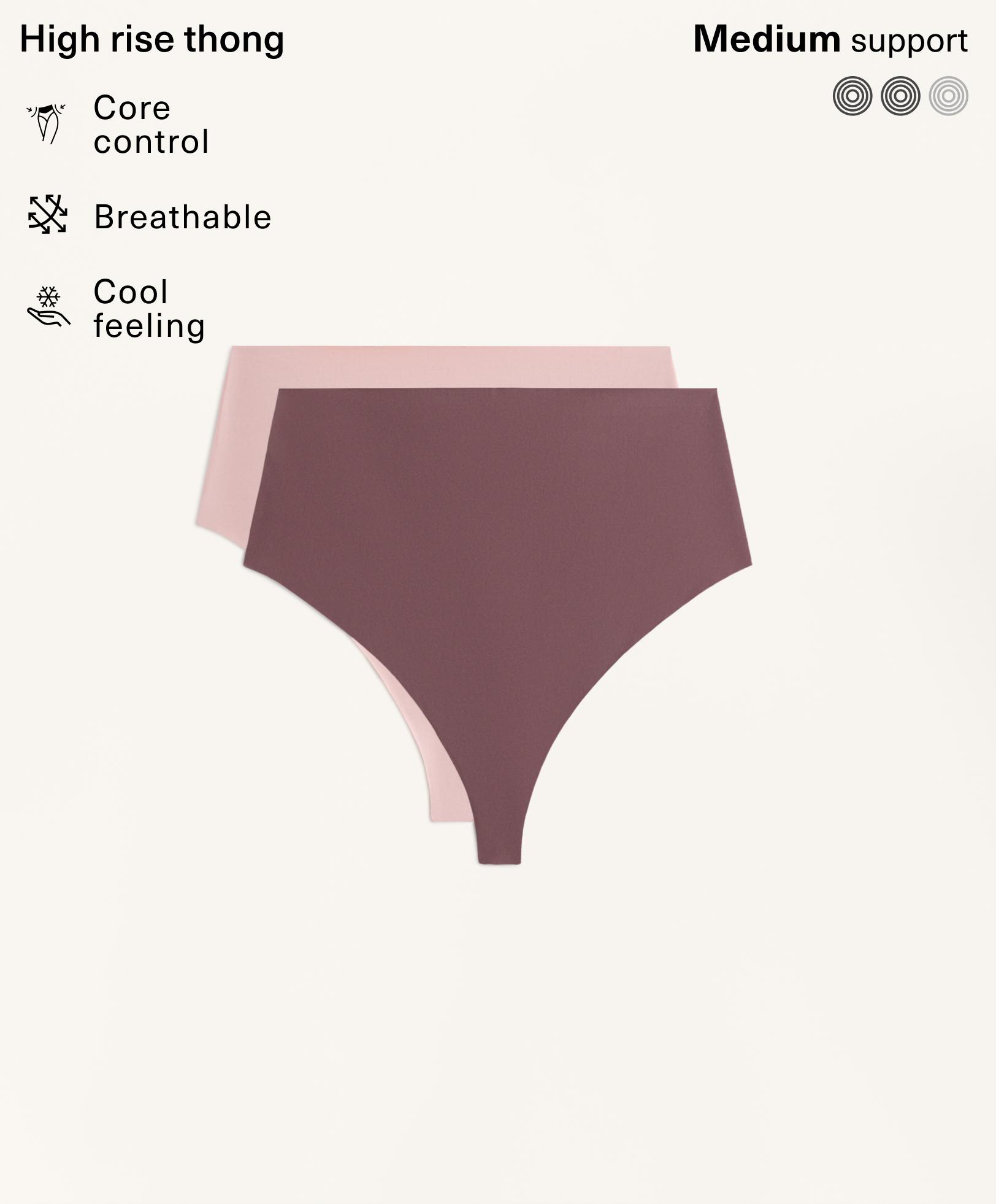 2 unsichtbare Tangas aus Polyamidmischung mit hohem Bund und medium Support