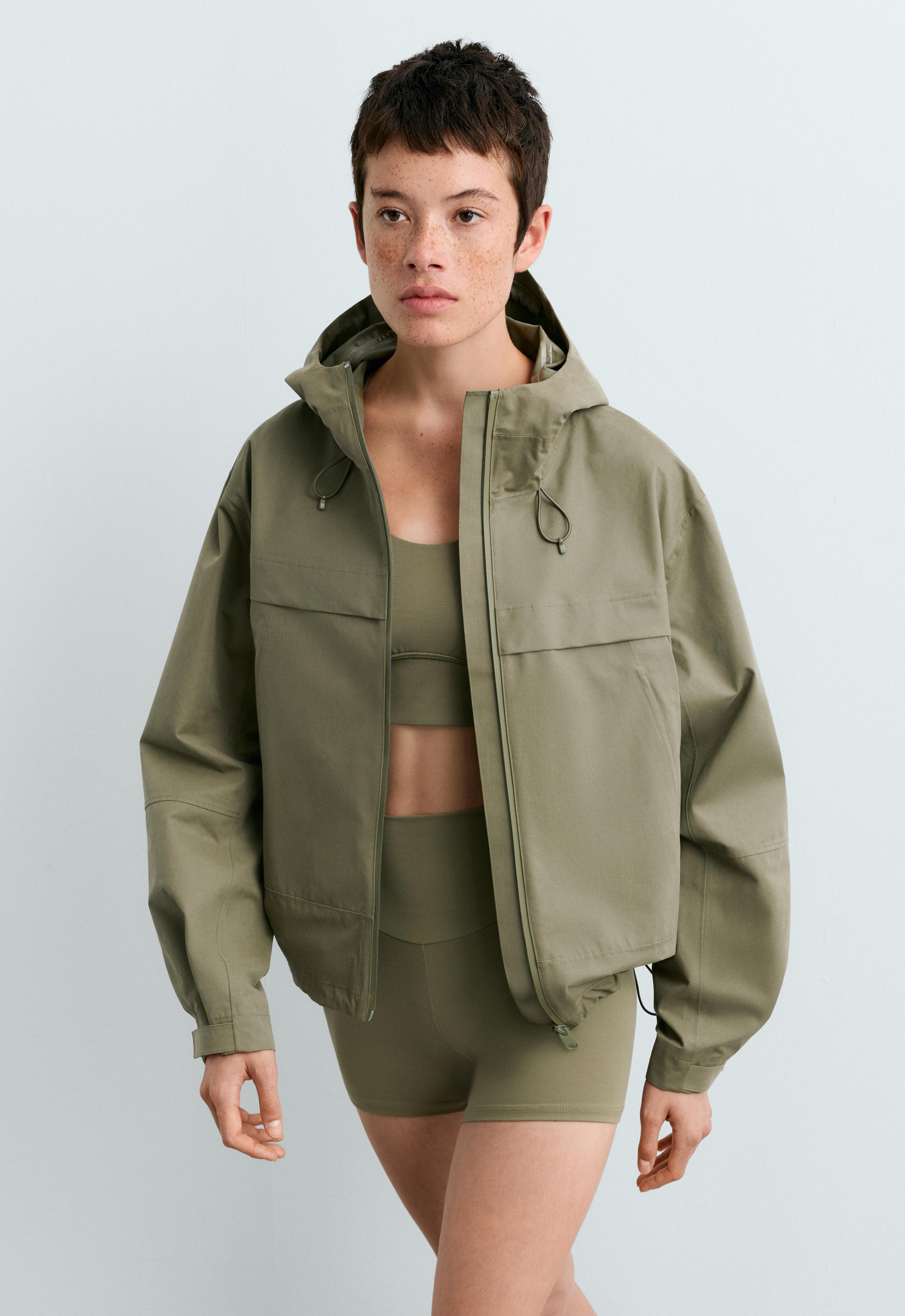 Short 10k waterproof canvas technical jacket — DARK KHAKI