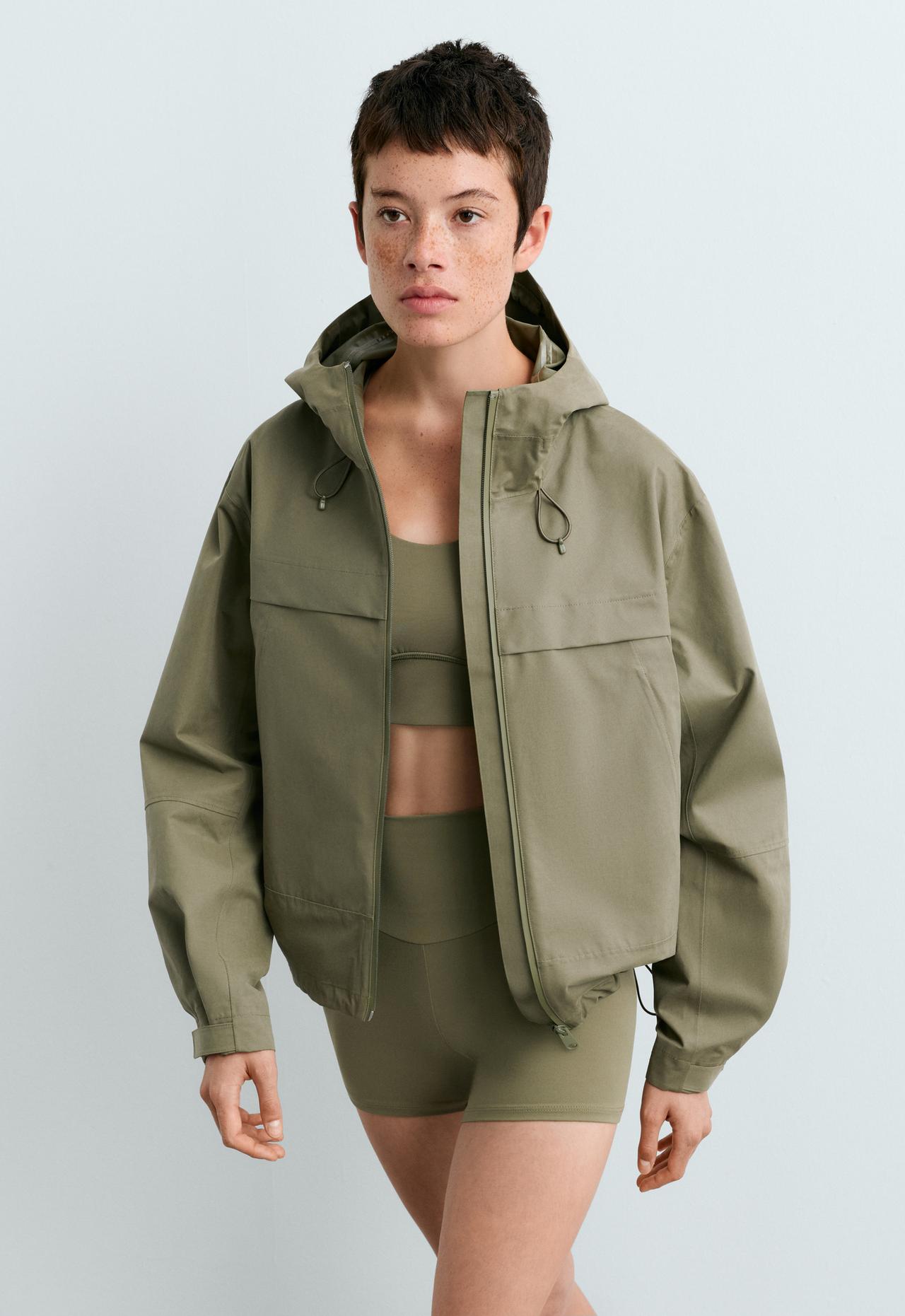 Short 10k waterproof canvas technical jacket — DARK KHAKI