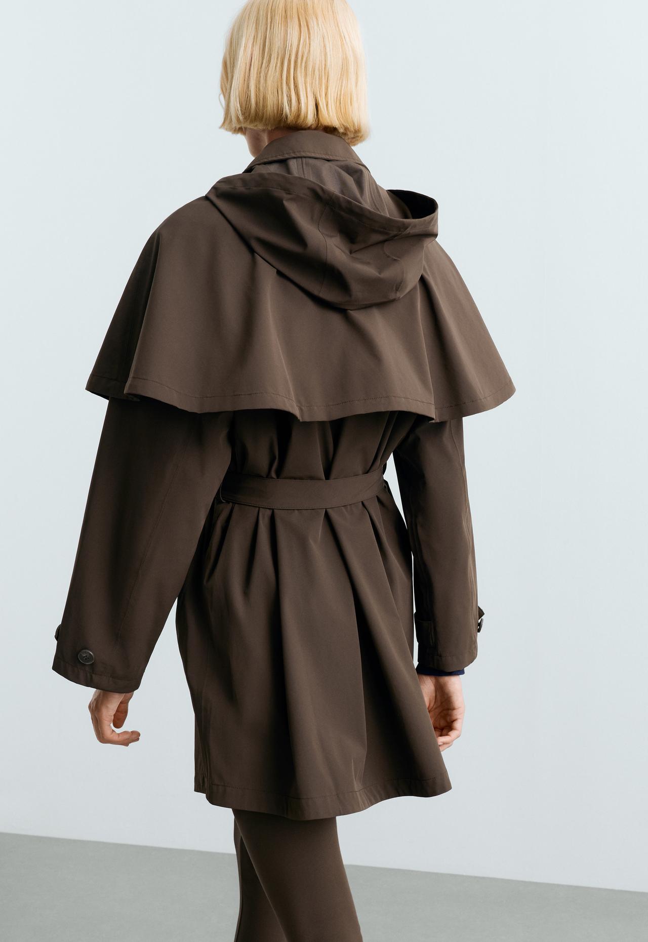 Extra lightweight 10k waterproof long cape jacket — BROWN
