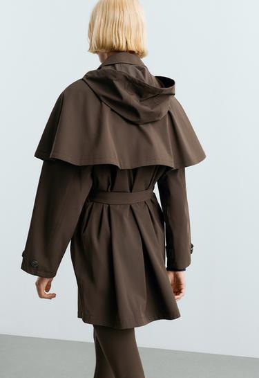 Extra lightweight 10k waterproof long cape jacket — BROWN 5