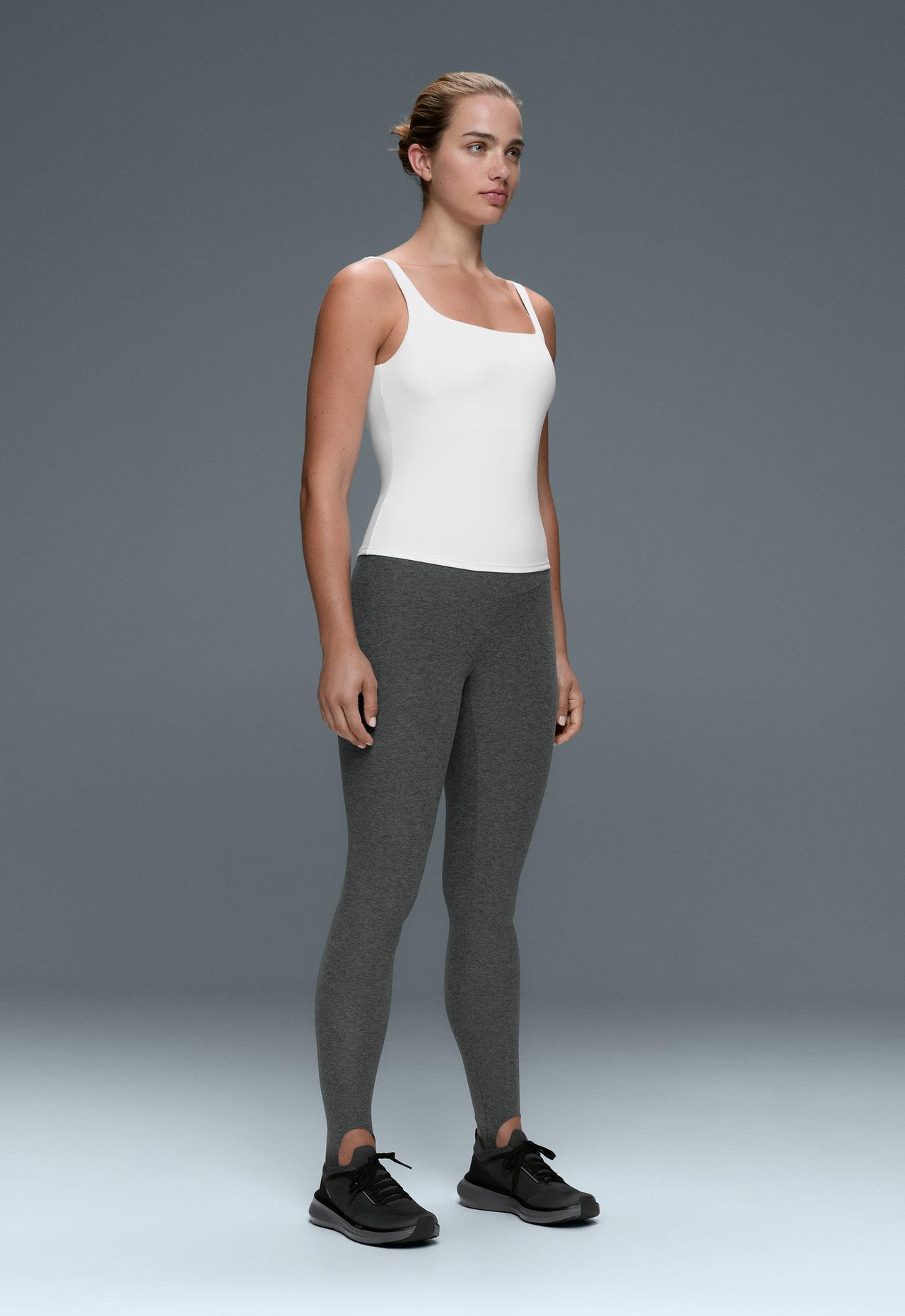 Long Comfortlux tank top, square neckline, neck — WHITE 