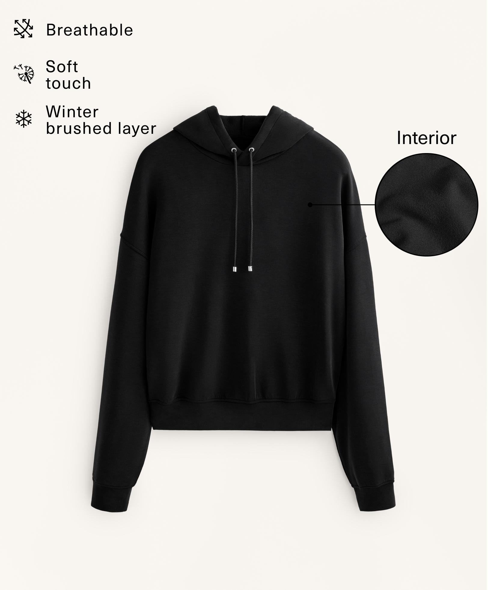 Boxy hoodie with brushed modal