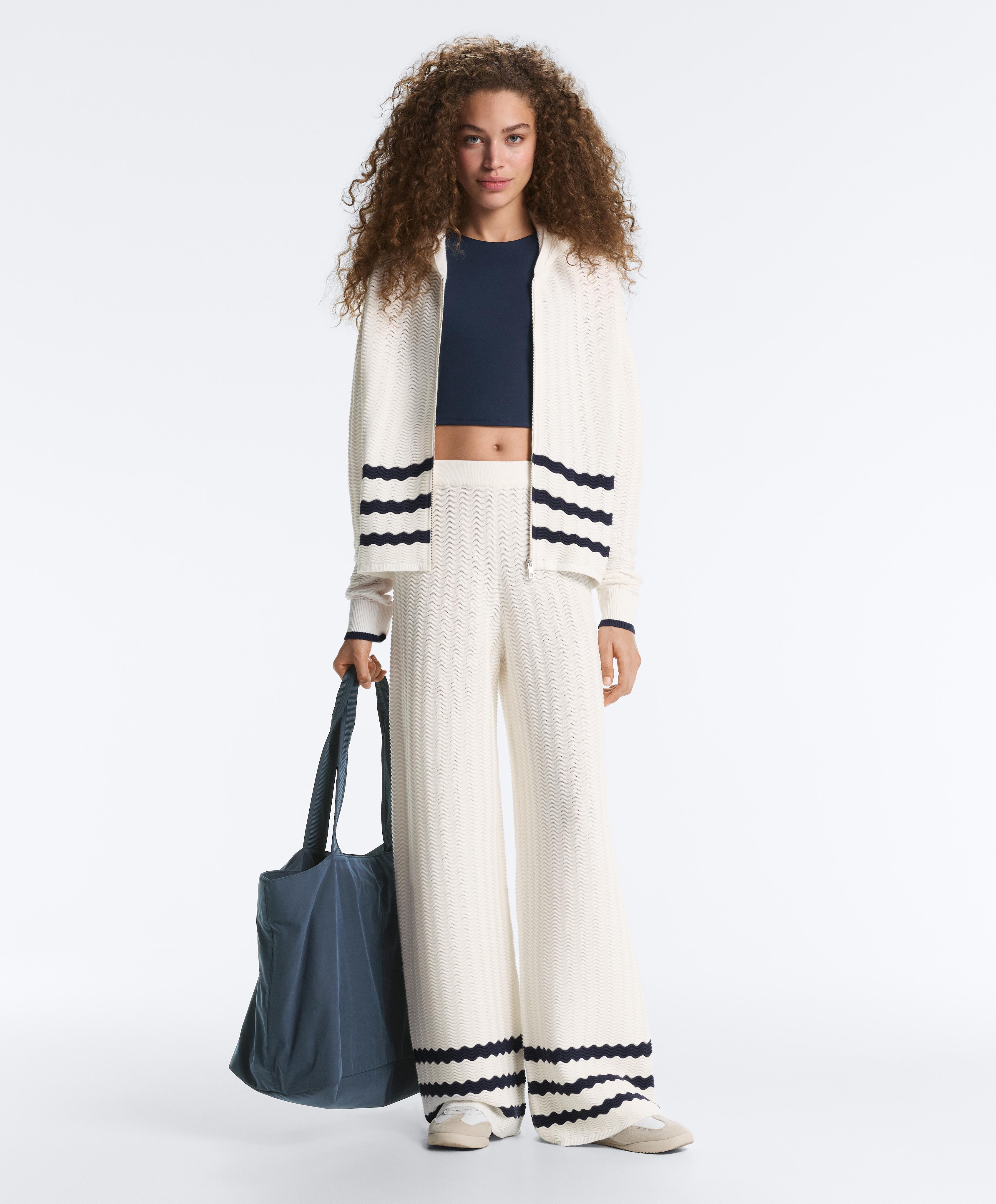 Wave knit straight-leg trousers