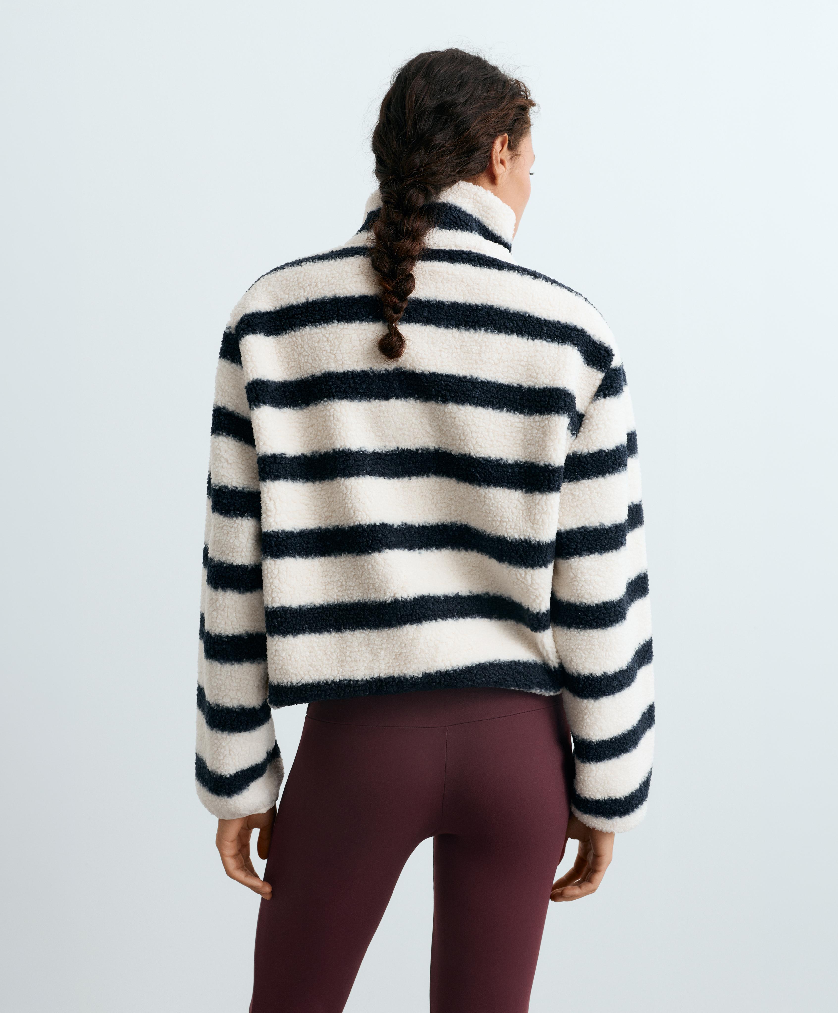 Striped faux-shearling jacket — NAVY BLUE