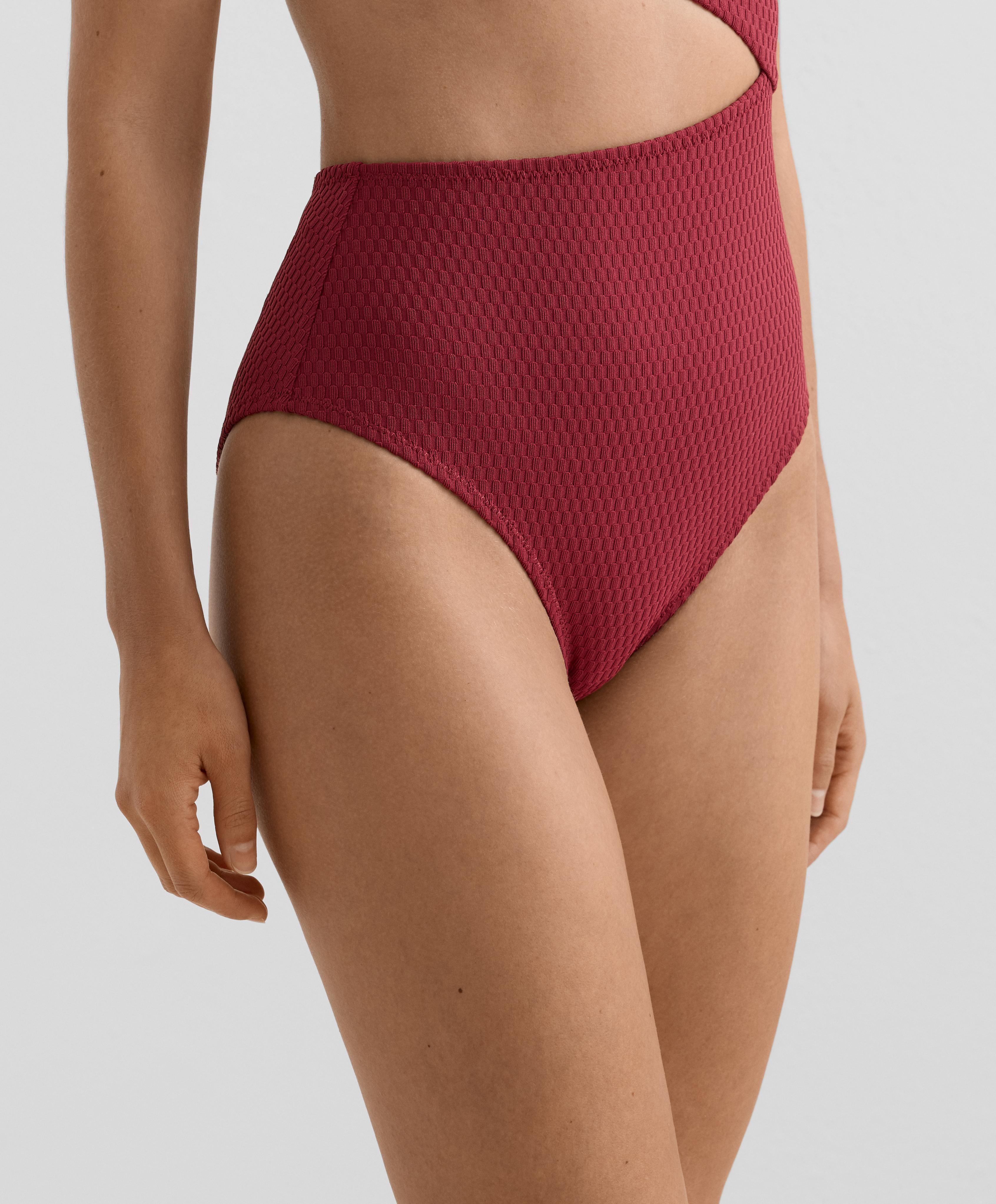 Mini check jacquard asymmetric trikini — PALE PLUM