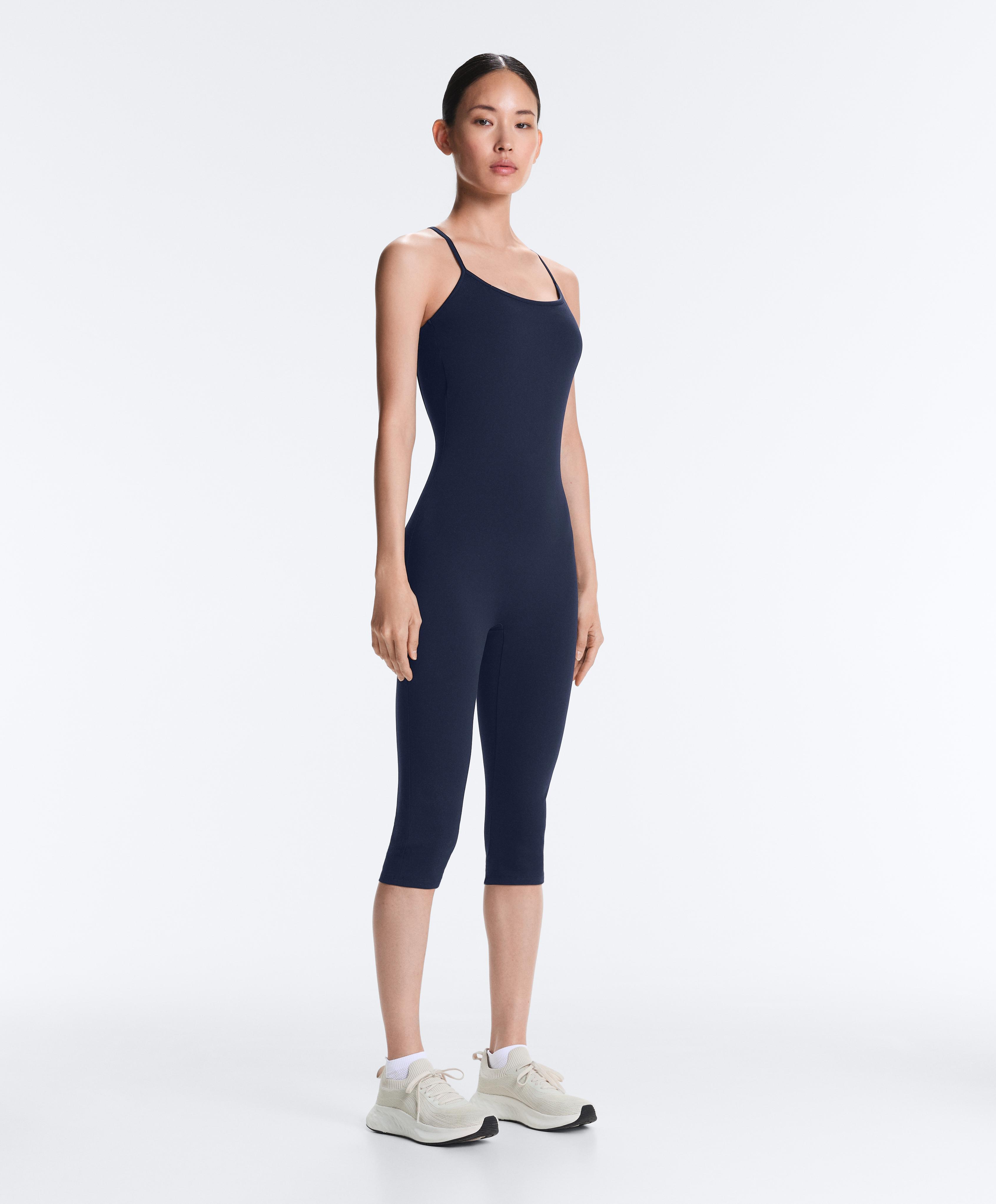 Crossover back Comfortlux capri jumpsuit — NAVY BLUE