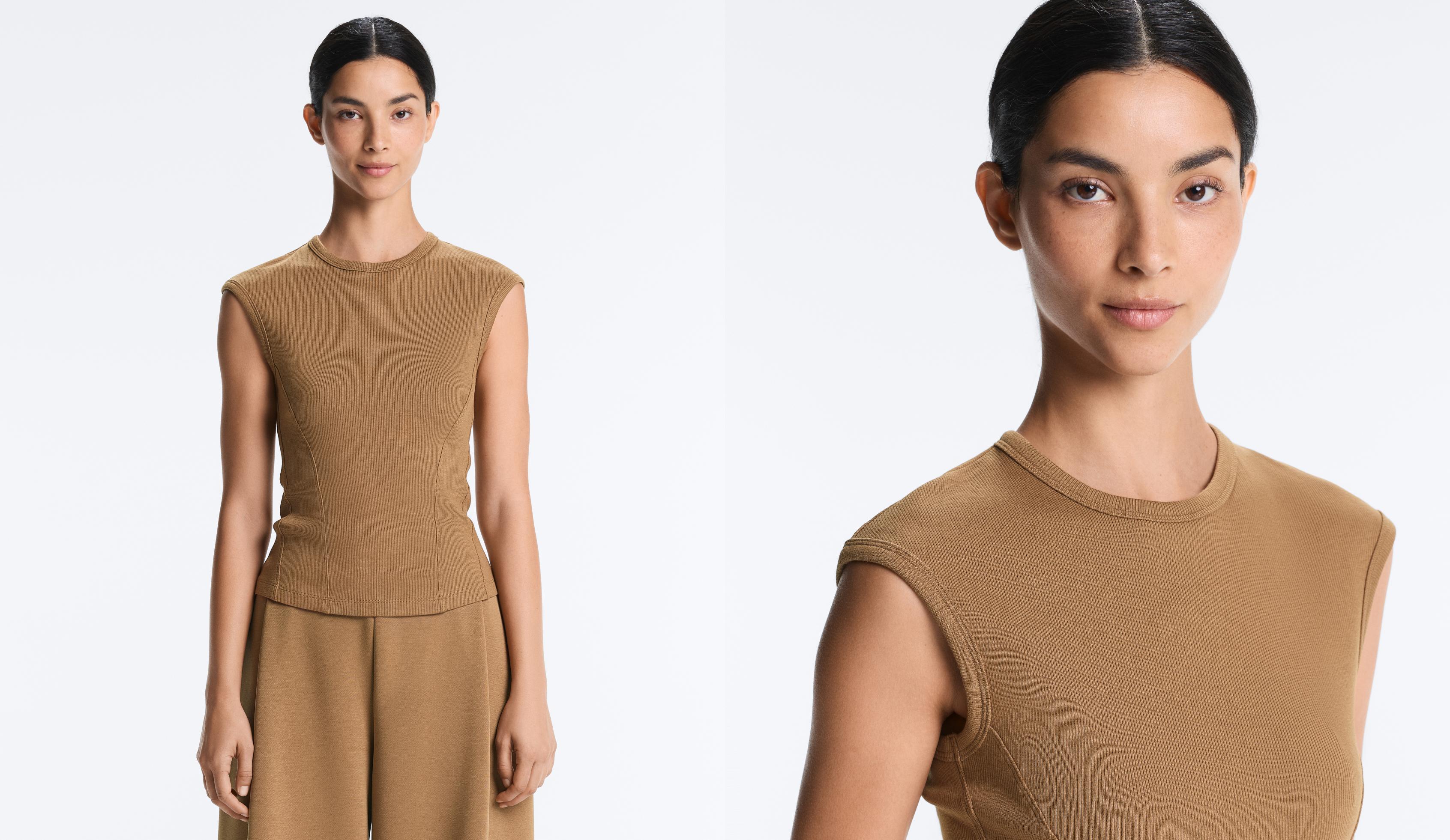 Short-sleeved Rib T-shirt with cotton and modal Short-sleeved Rib T-shirt with cotton and modal