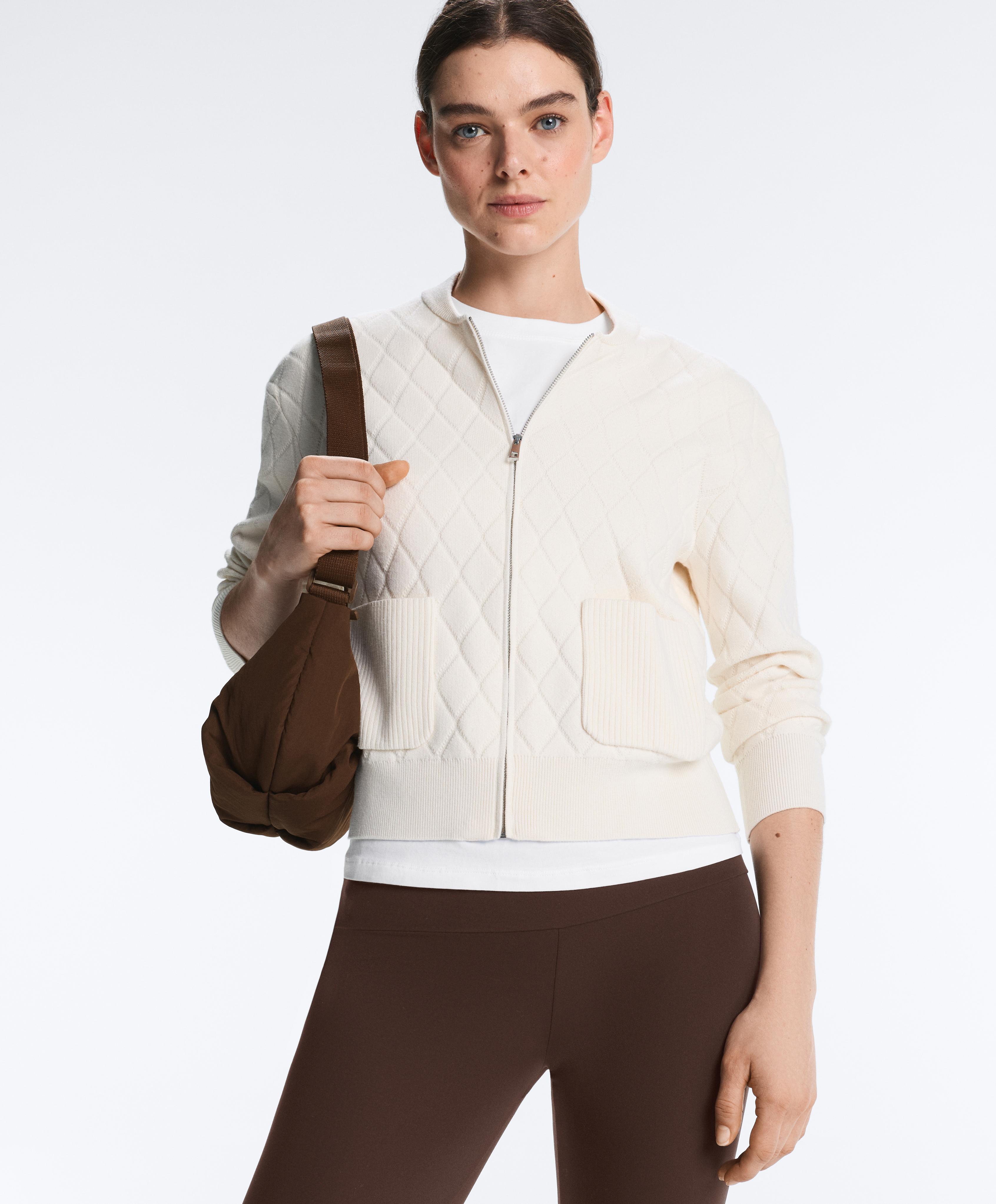 Argyle knit jacket — PALE ECRU