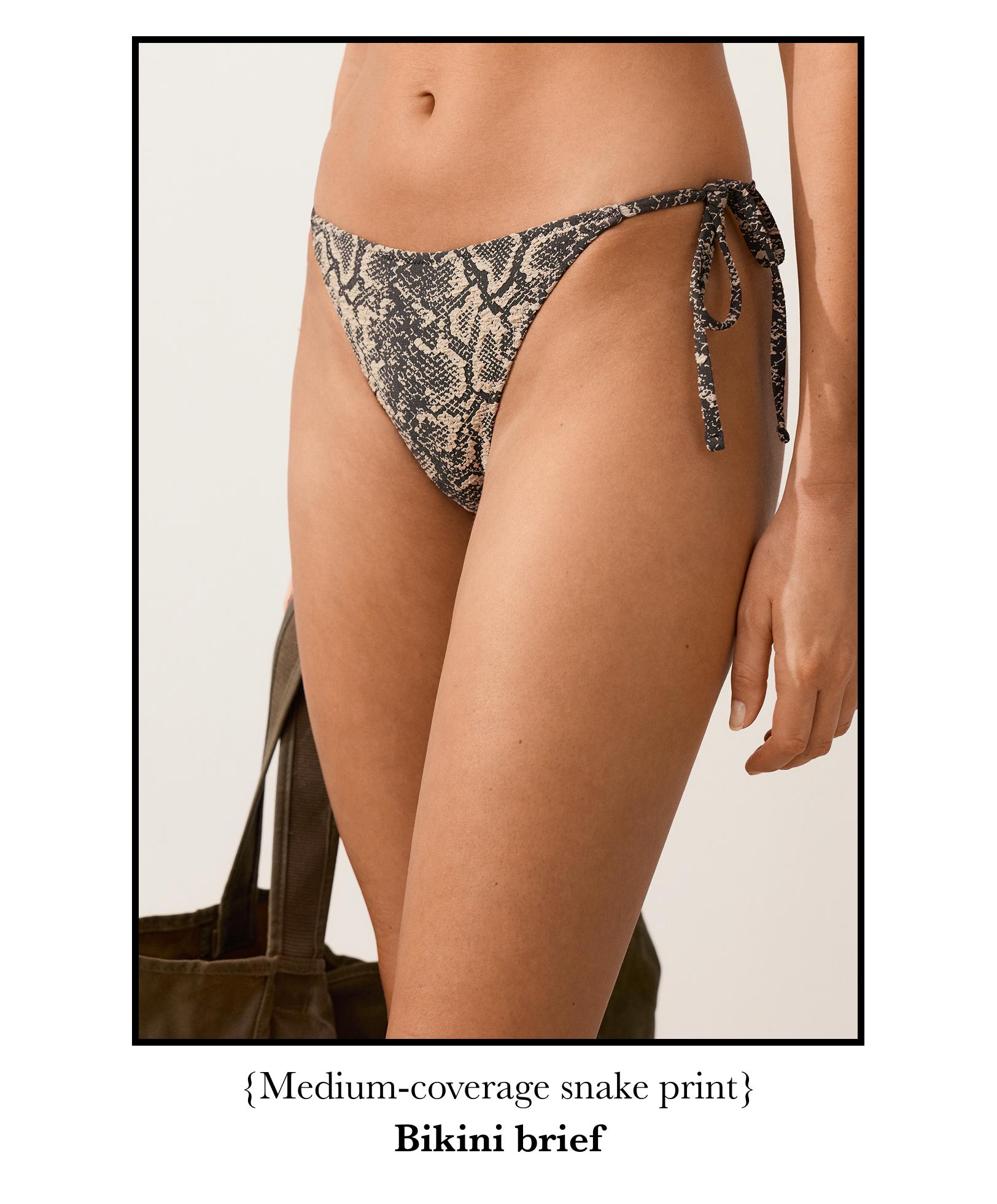 سروال بيكيني متوسط بطبعة ثعبان