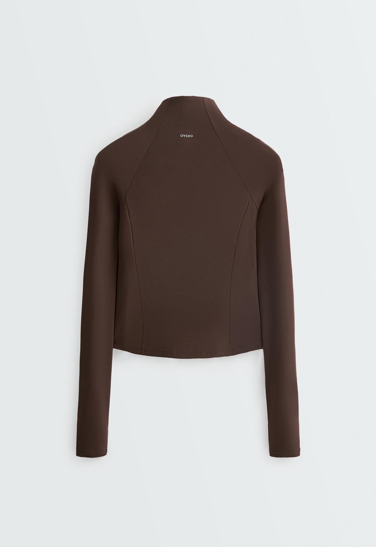 Short light warm technical jacket — DARK REDDISH‑BROWN