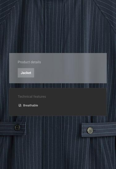 Long pinstripe cotton jacket — NAVY BLUE 2