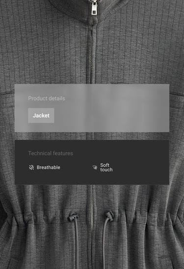 Long jacket with modal pinstripe print — ASPHALT GREY 2