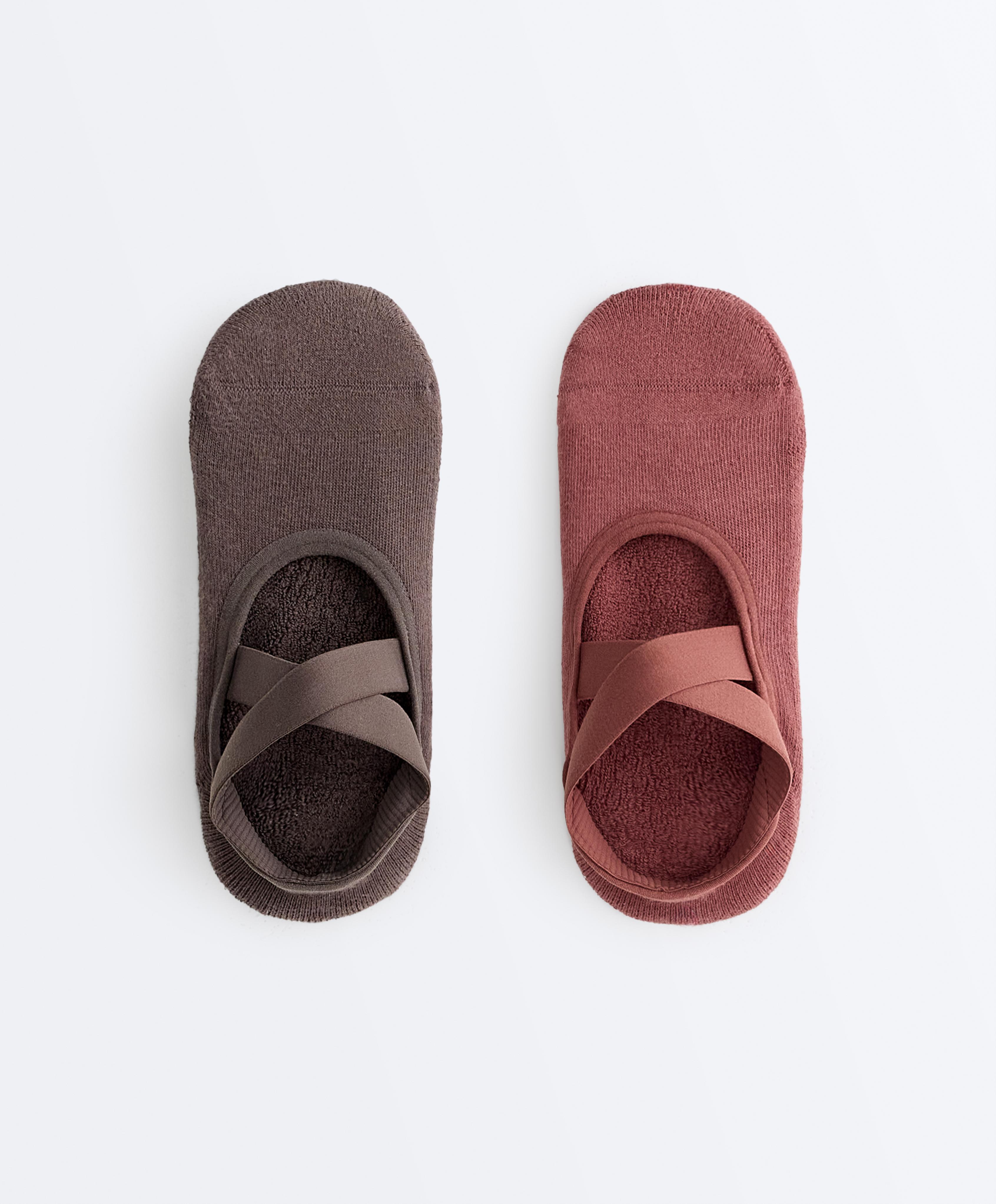 2 pares de calcetines invisibles yoga y pilates acolchados mezcla algodón cintas cruzadas 2 pares de calcetines invisibles yoga y pilates acolchados mezcla algodón cintas cruzadas