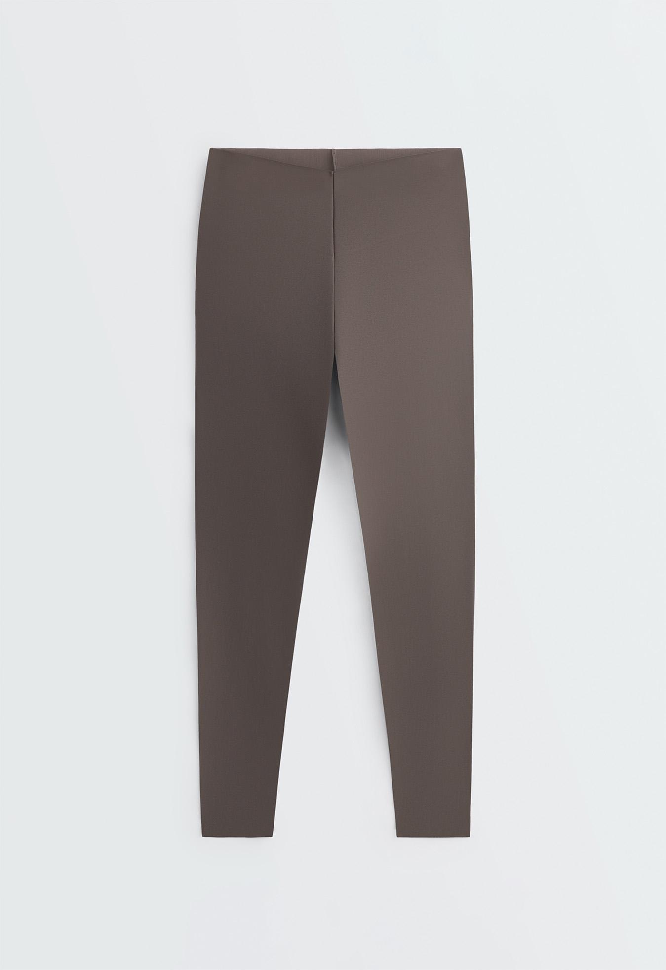 V-cut Light Touch 65cm high-rise ankle-length leggings — BROWN-KHAKI