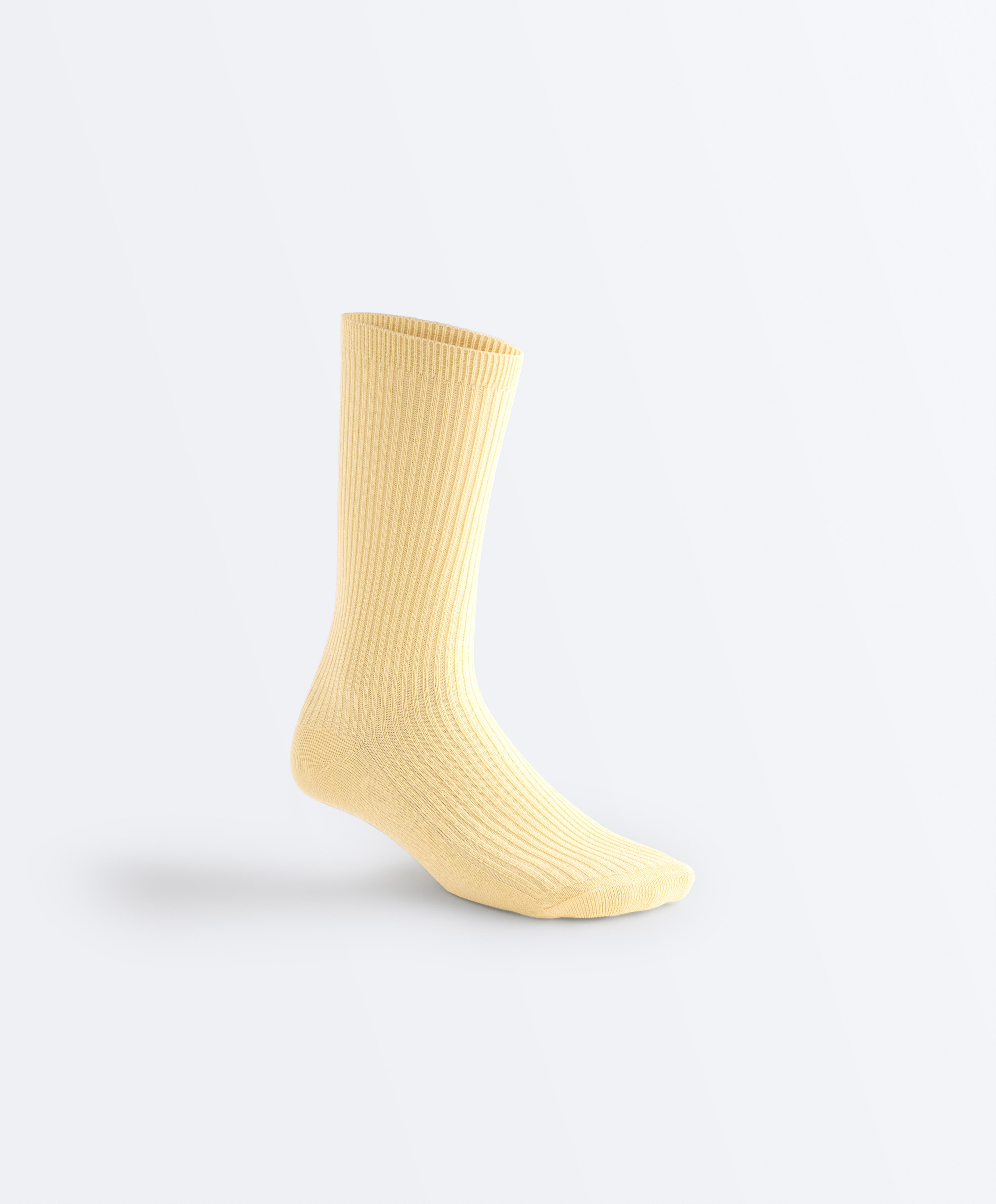 5 pairs of cotton blend classic socks — PALE YELLOW