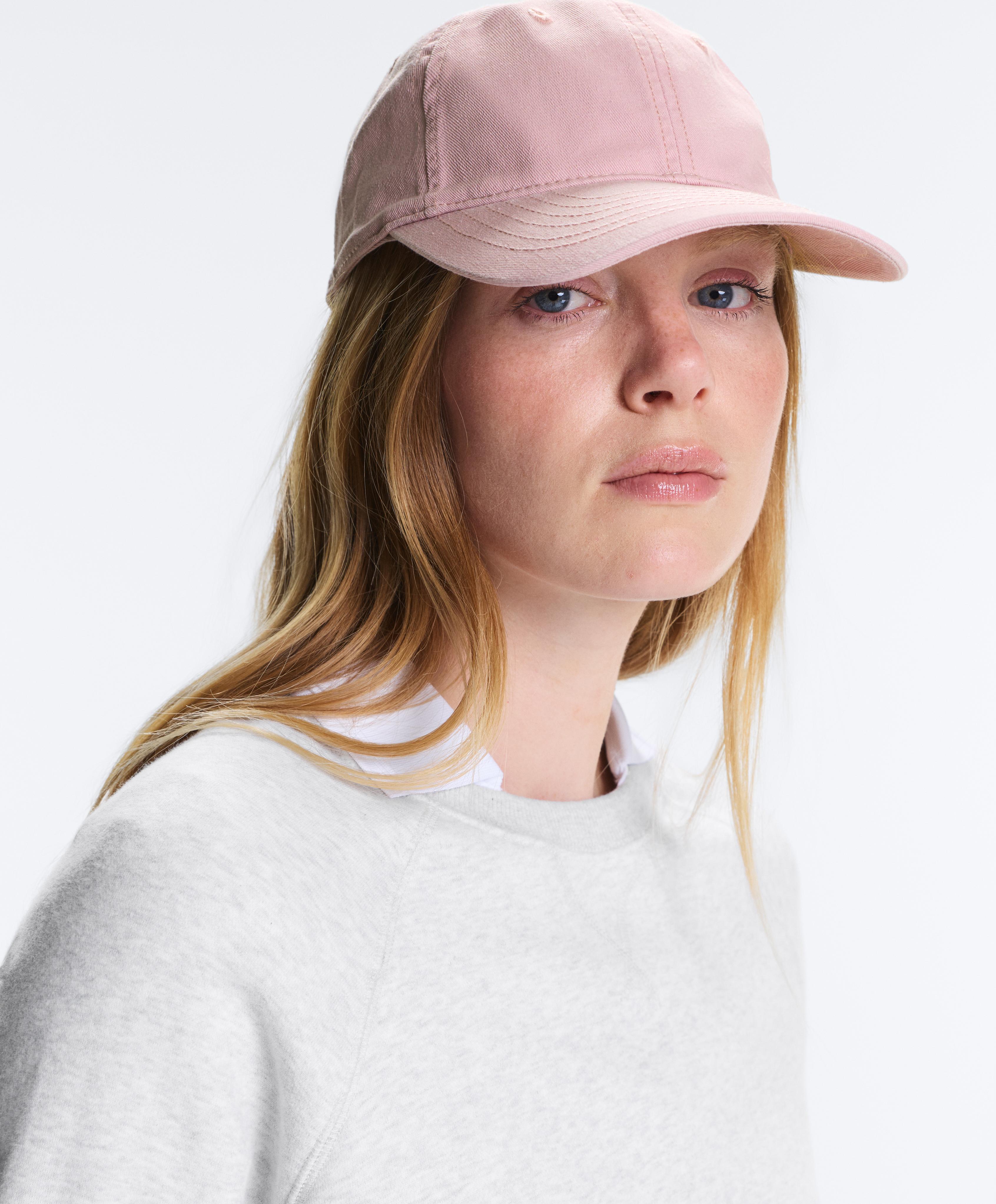 Washed-effect 100% cotton cap with tie — PALE PINK