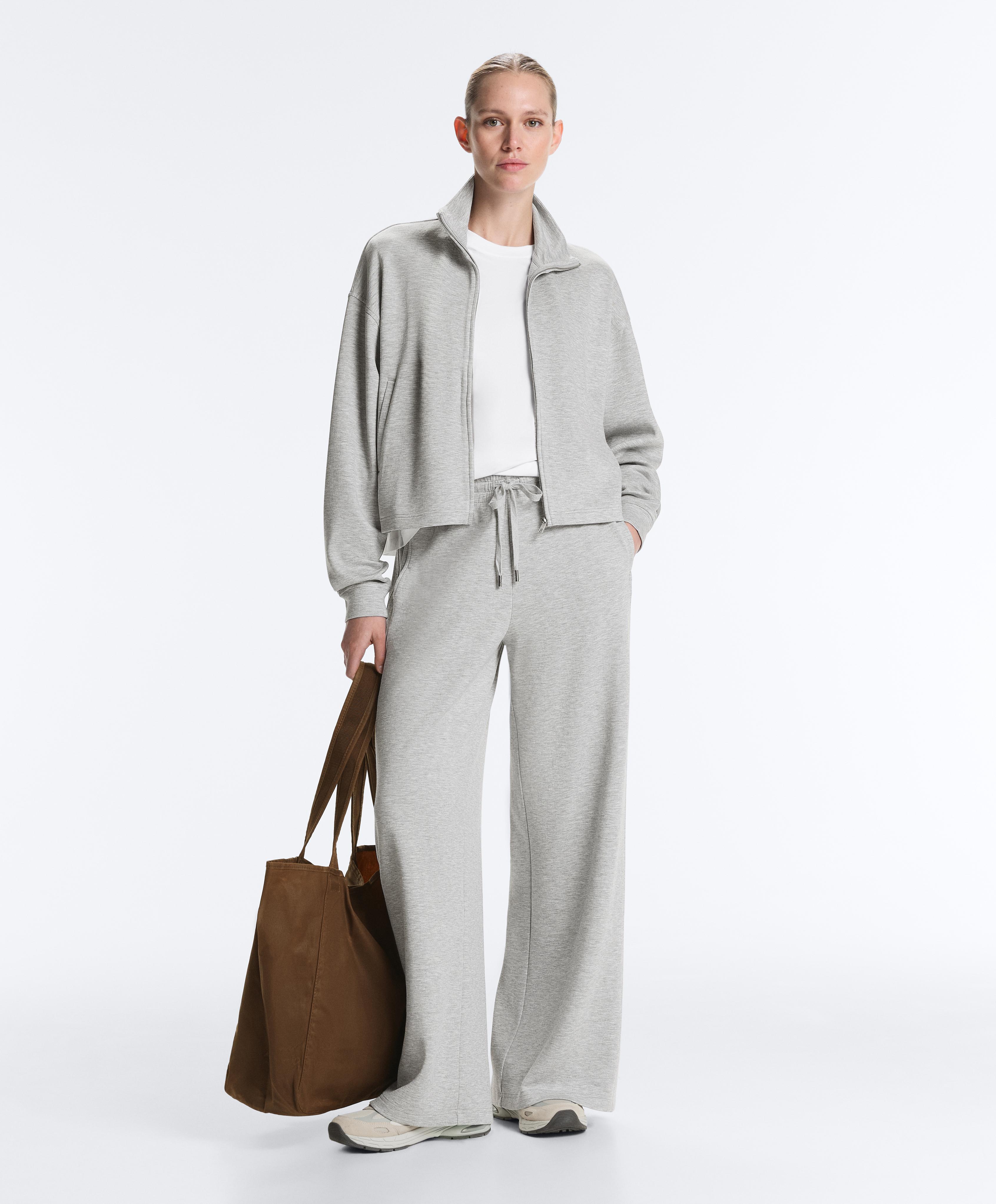 Rechte broek van gemêleerde piqué