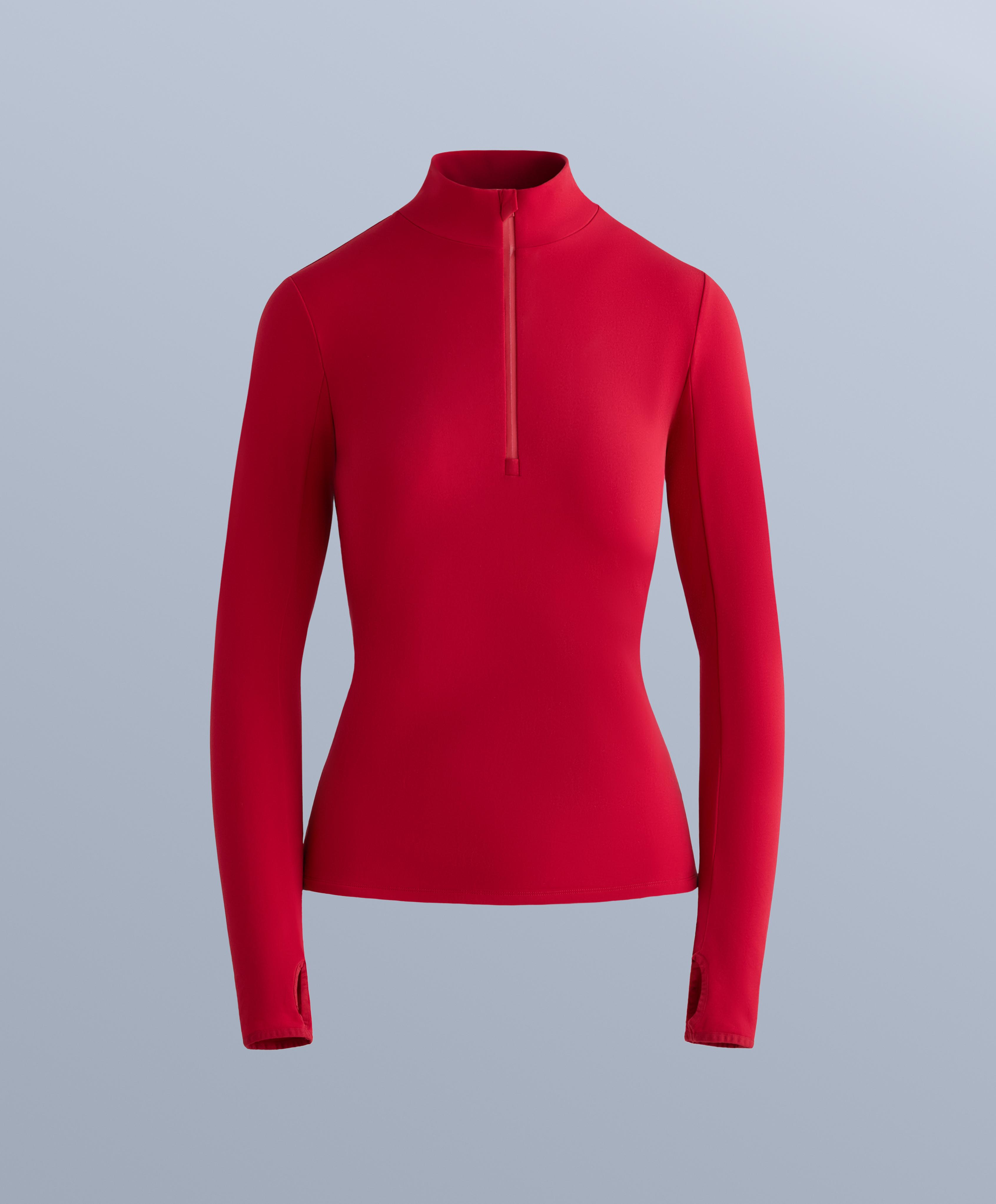 Thermal base layer half-zip top — RED