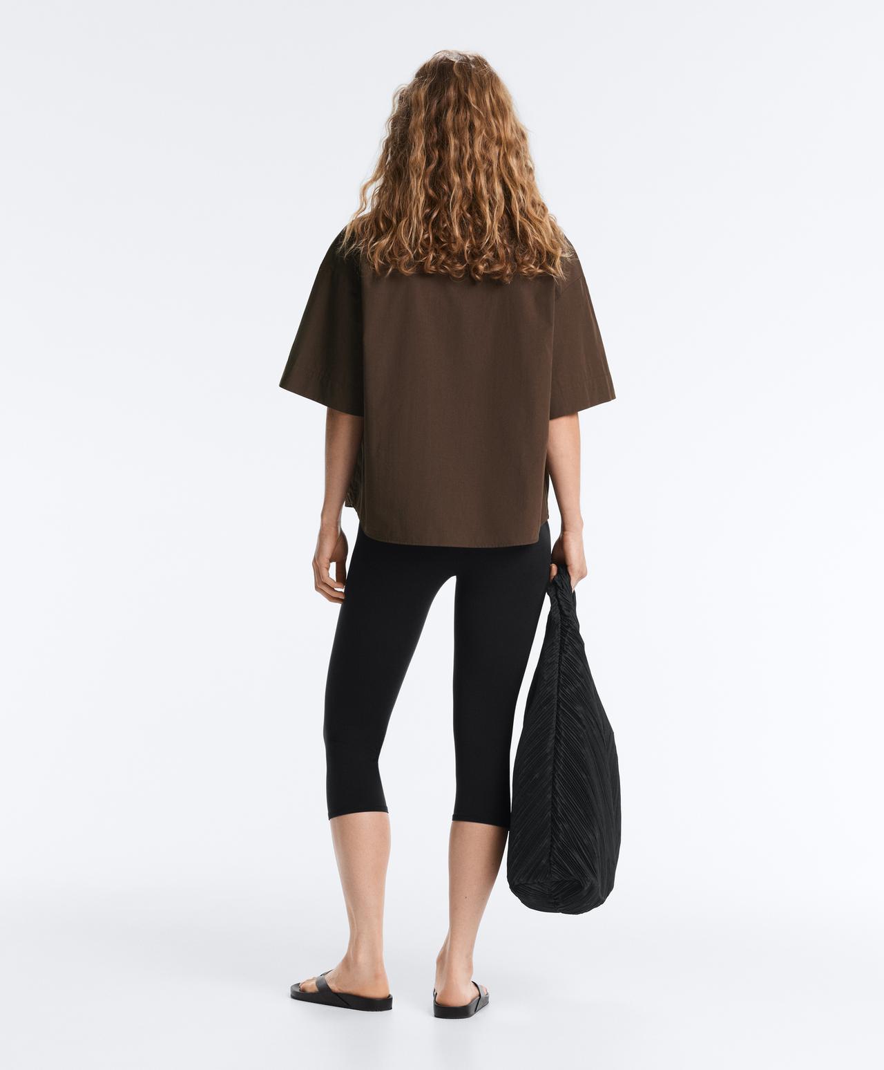 100% cotton poplin polo shirt — DARK BROWN