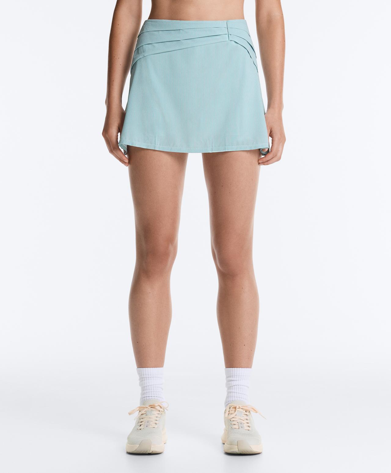 High-waisted striped gathered skirt — PALE ECRU