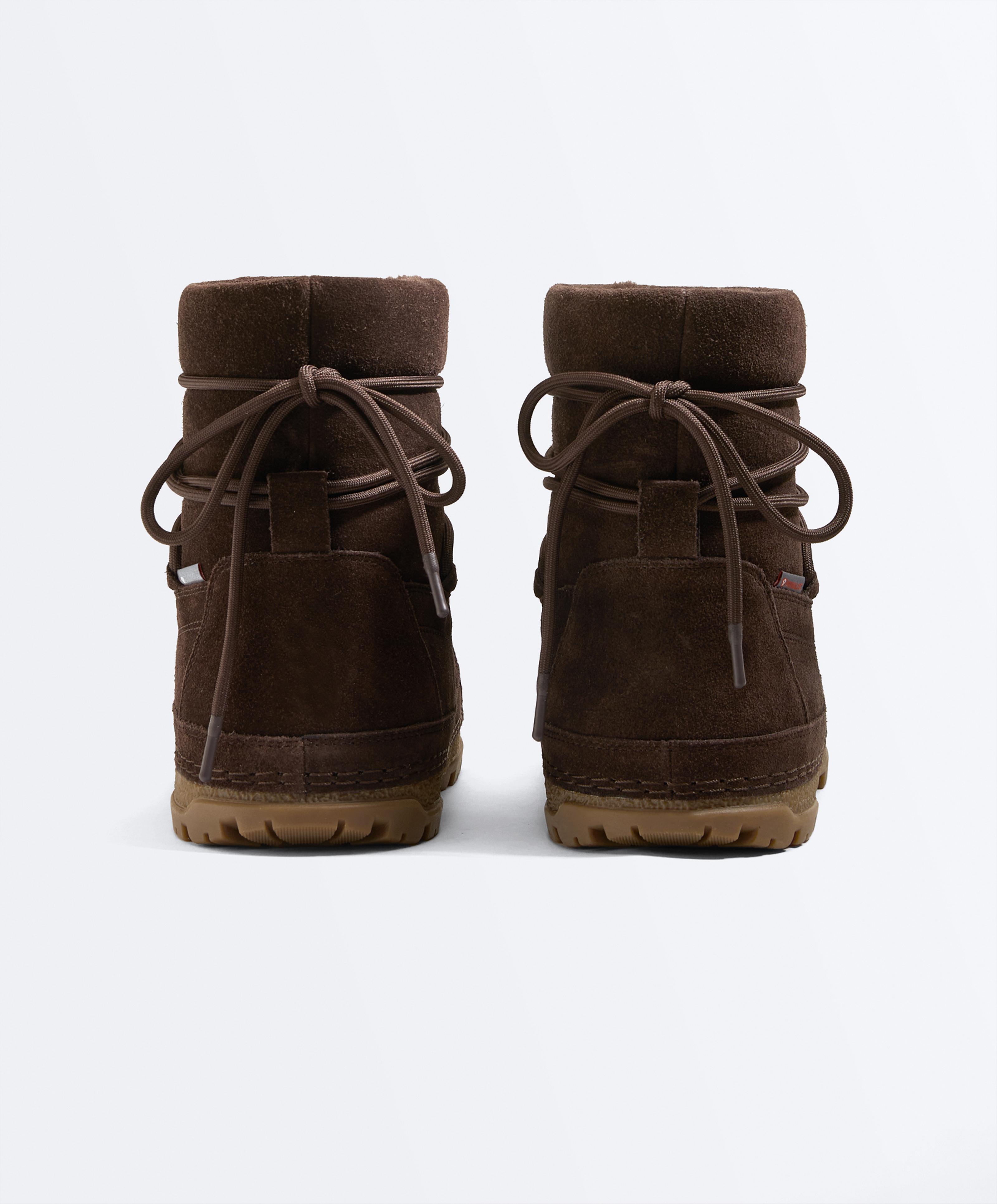 Lace-up technical split leather boots — BROWN