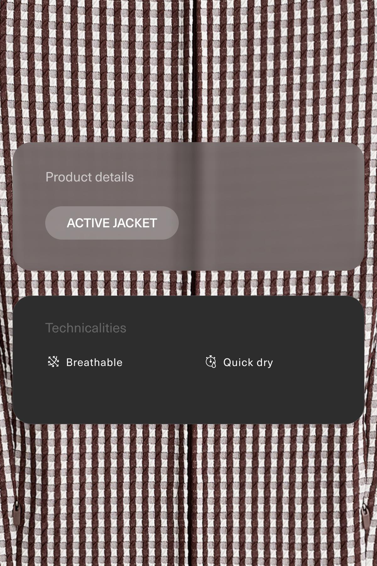 Gingham technical jacket — DARK REDDISH‑BROWN