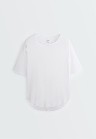 Modal blend short-sleeved T-shirt with rounded back hem — WHITE  5