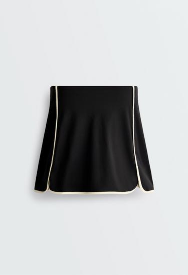 Comfortlux short skirt with contrast piping — BLACK 7
