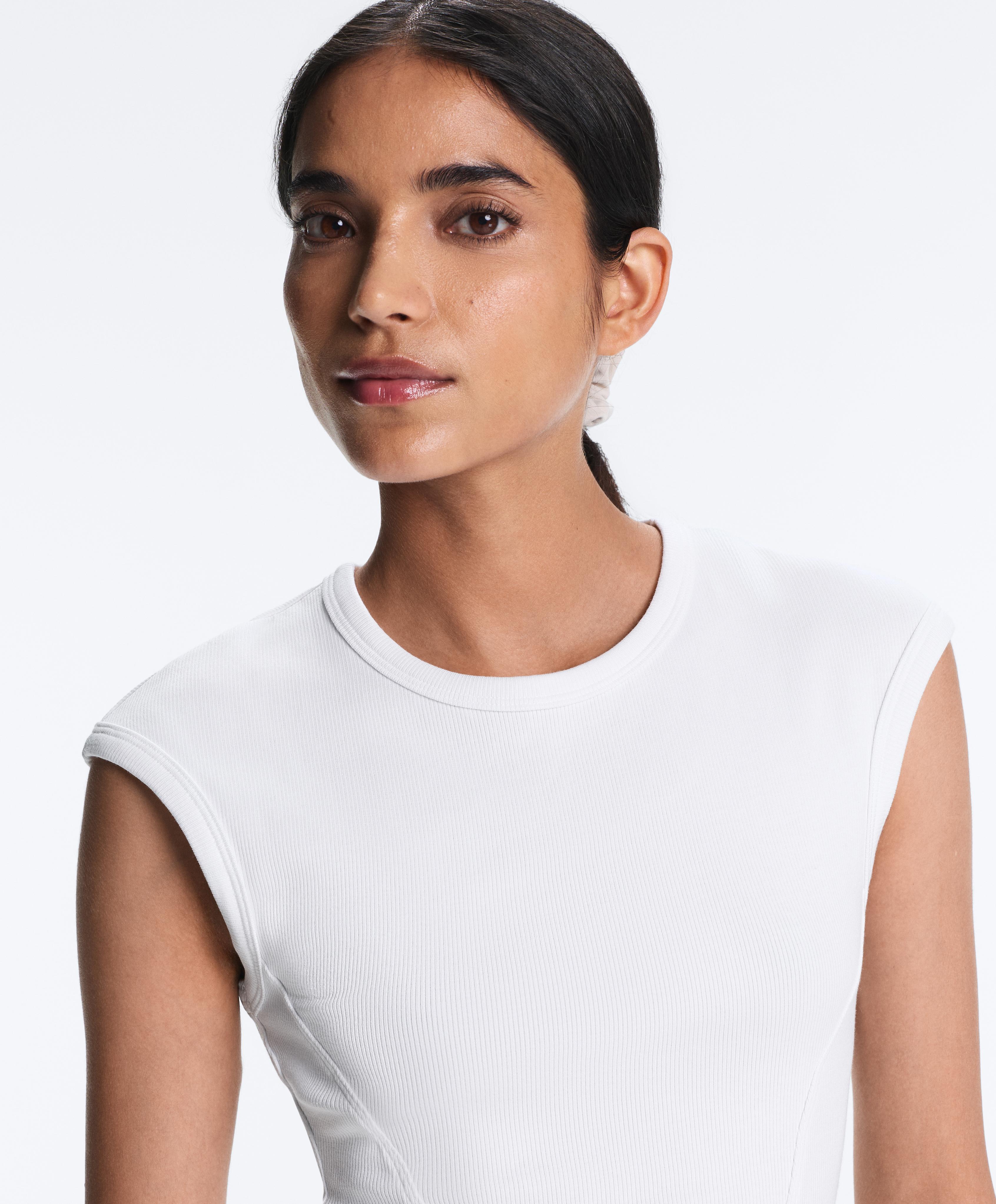 Short-sleeved Rib T-shirt with cotton and modal