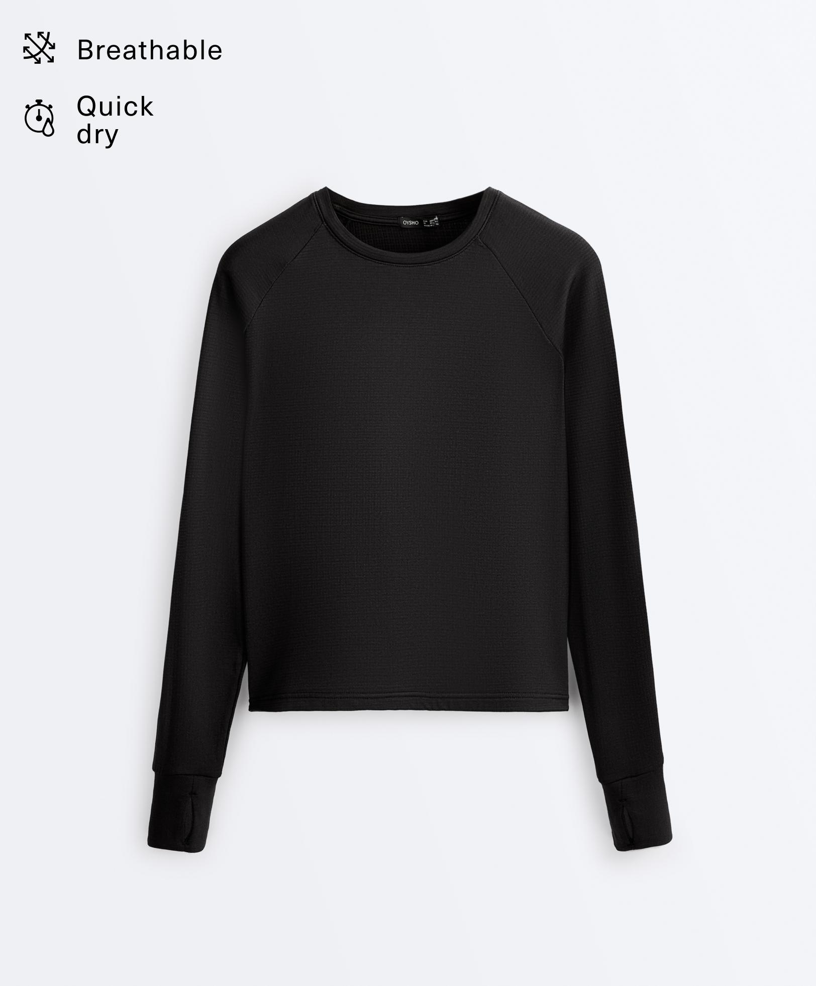 Long-sleeved technical T-shirt — BLACK