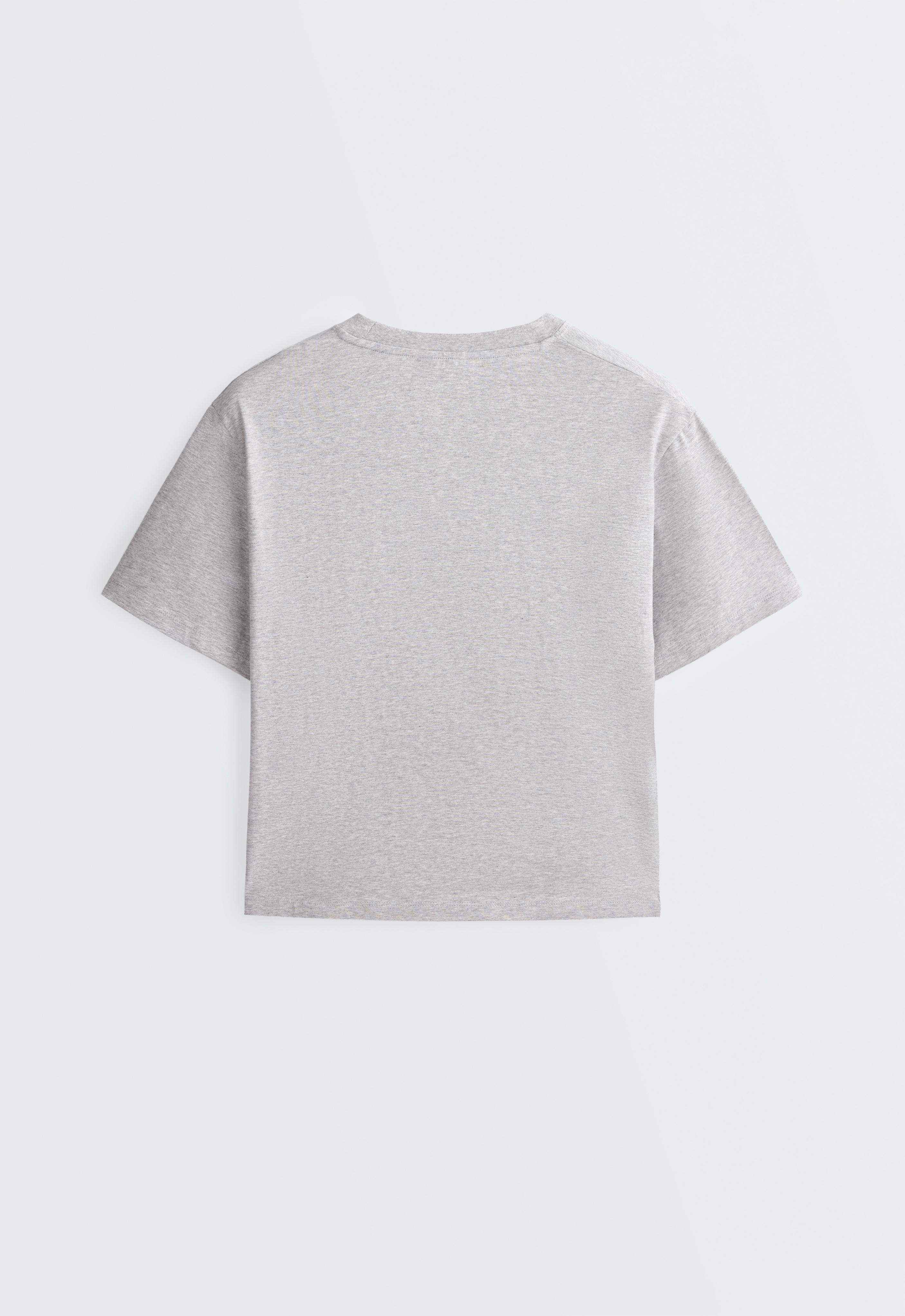 Boxy short-sleeved cotton blend T-shirt — PALE GREY