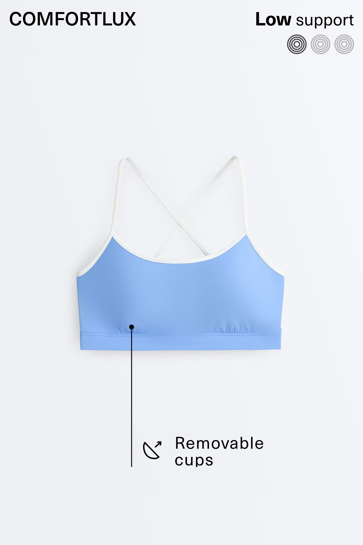 Low-support Comfortlux sports bra with piping — PALE LAVENDER BLUE