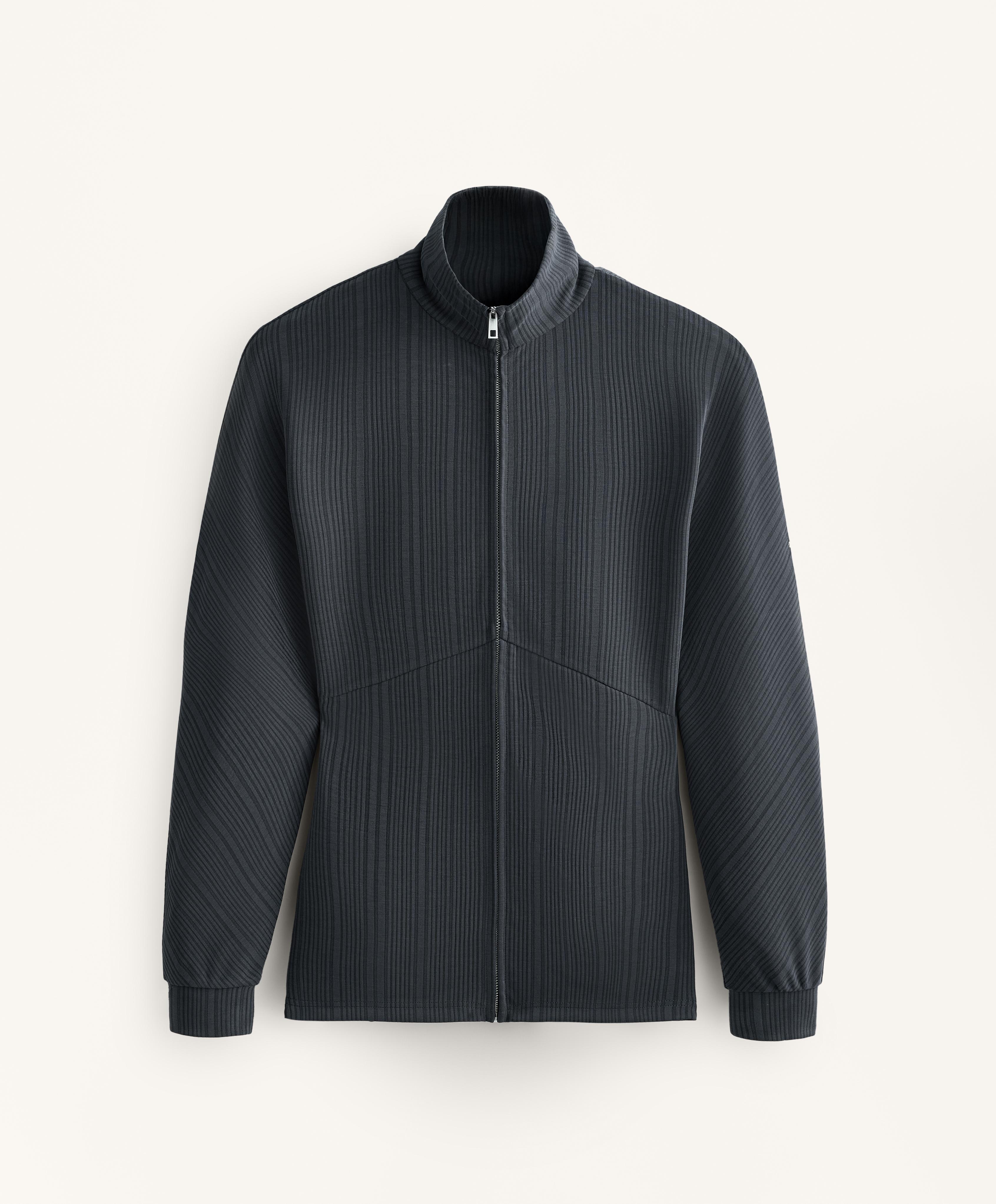 Long asymmetrical stripe jacket with modal — ASPHALT
