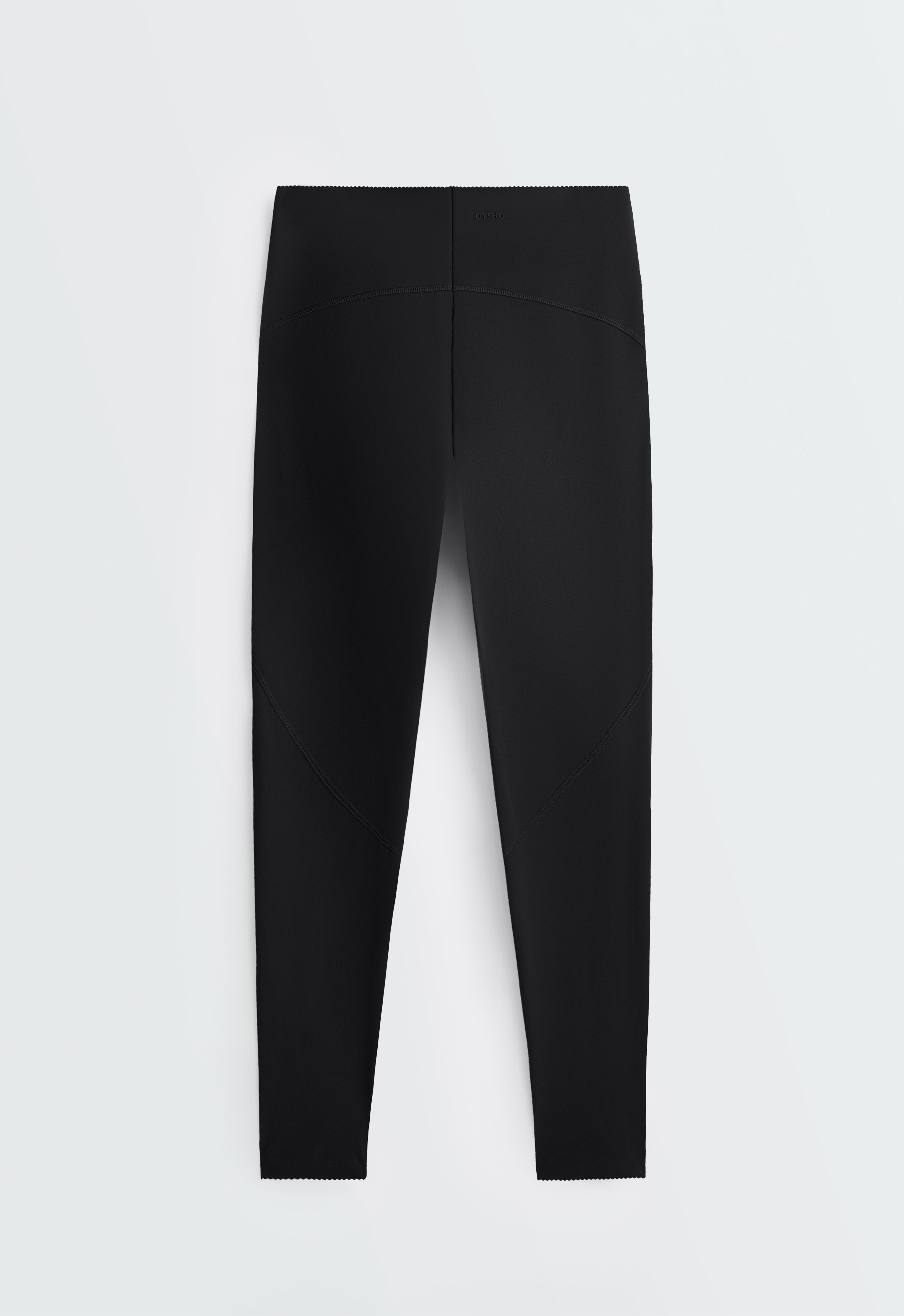 Basic compressive high-waisted ankle-length leggings — BLACK