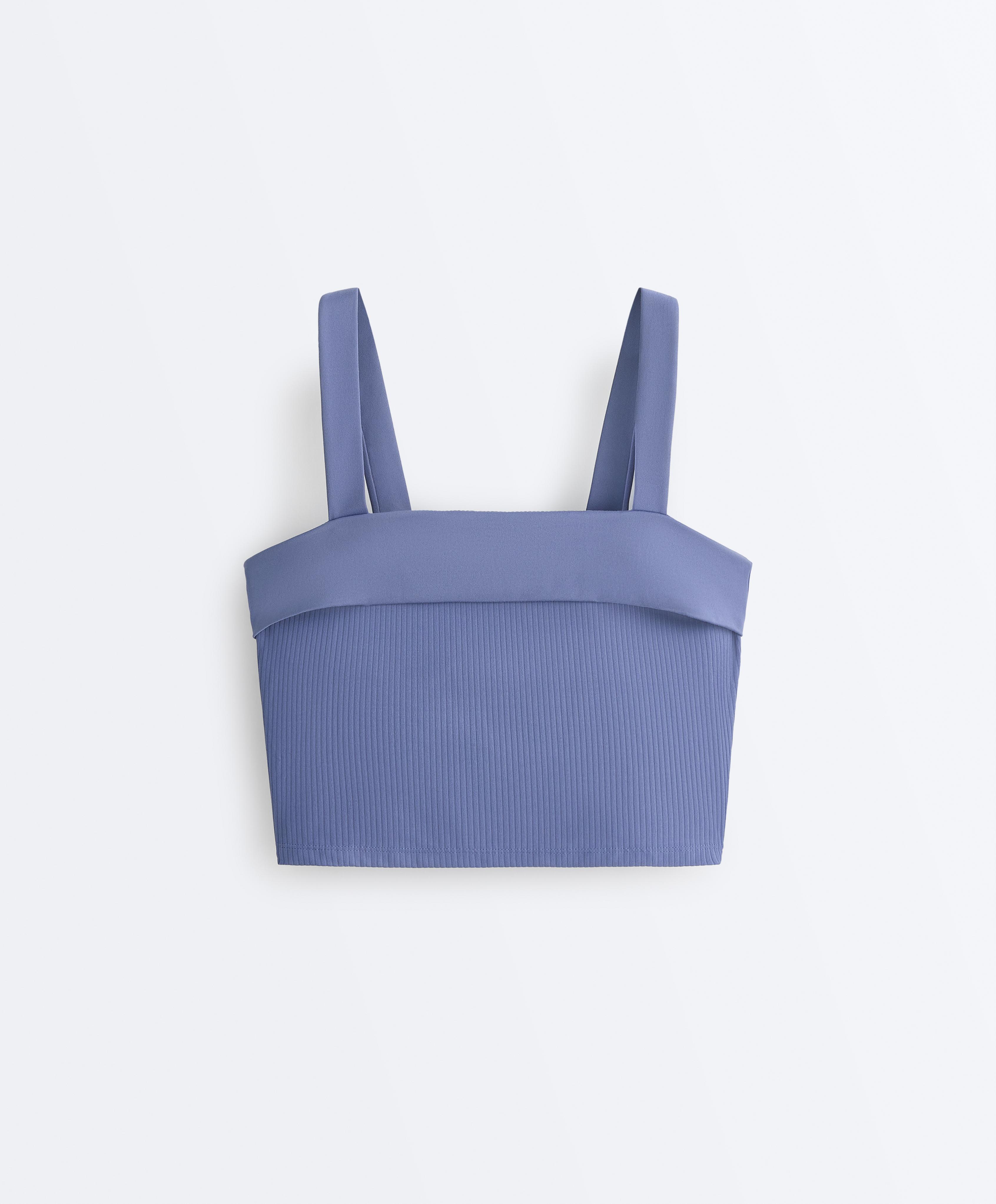 Comfortlux rib turn-up tank top — MID-WASHED BLUE