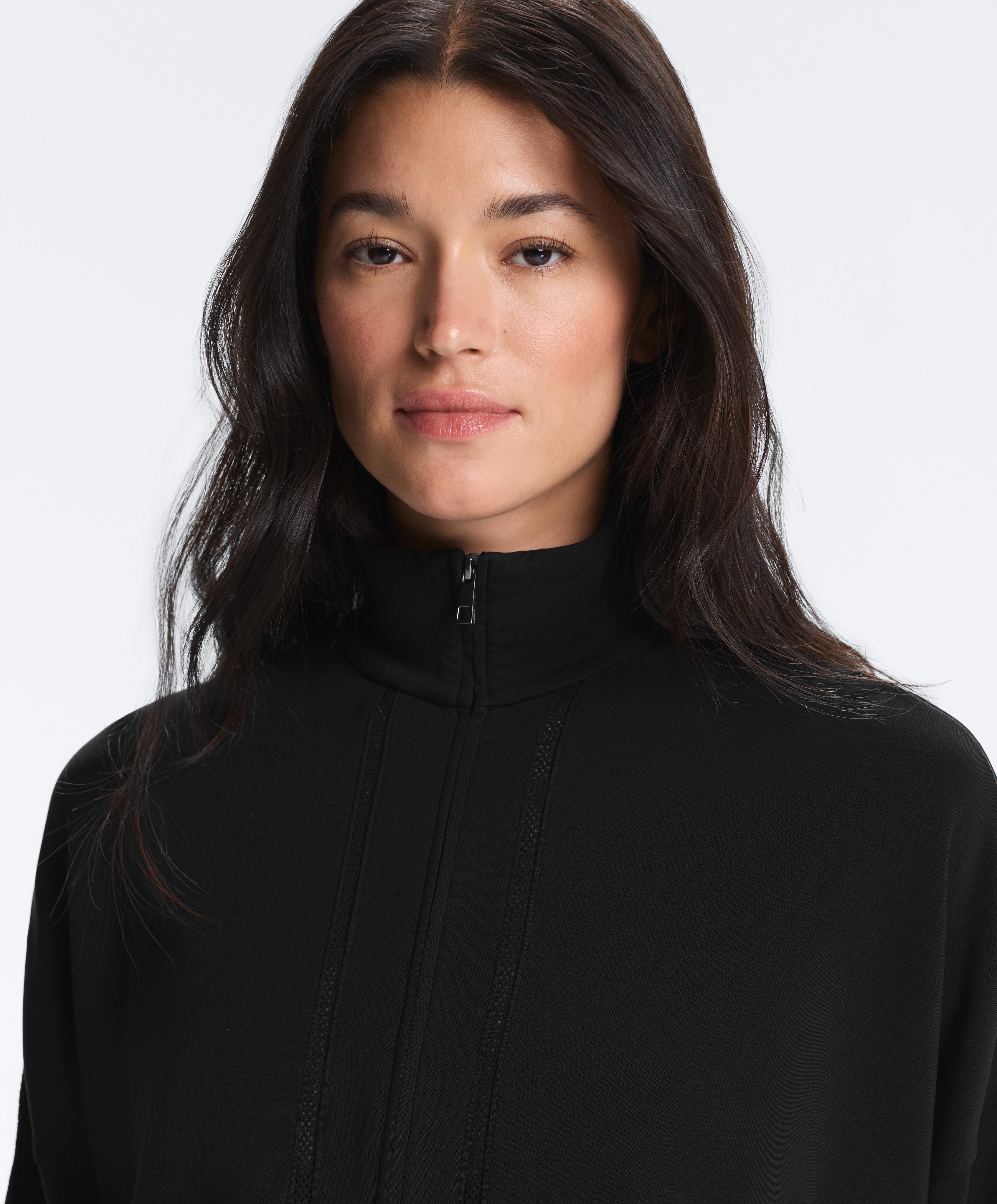 Soft-touch modal jacket with hemstitch — BLACK