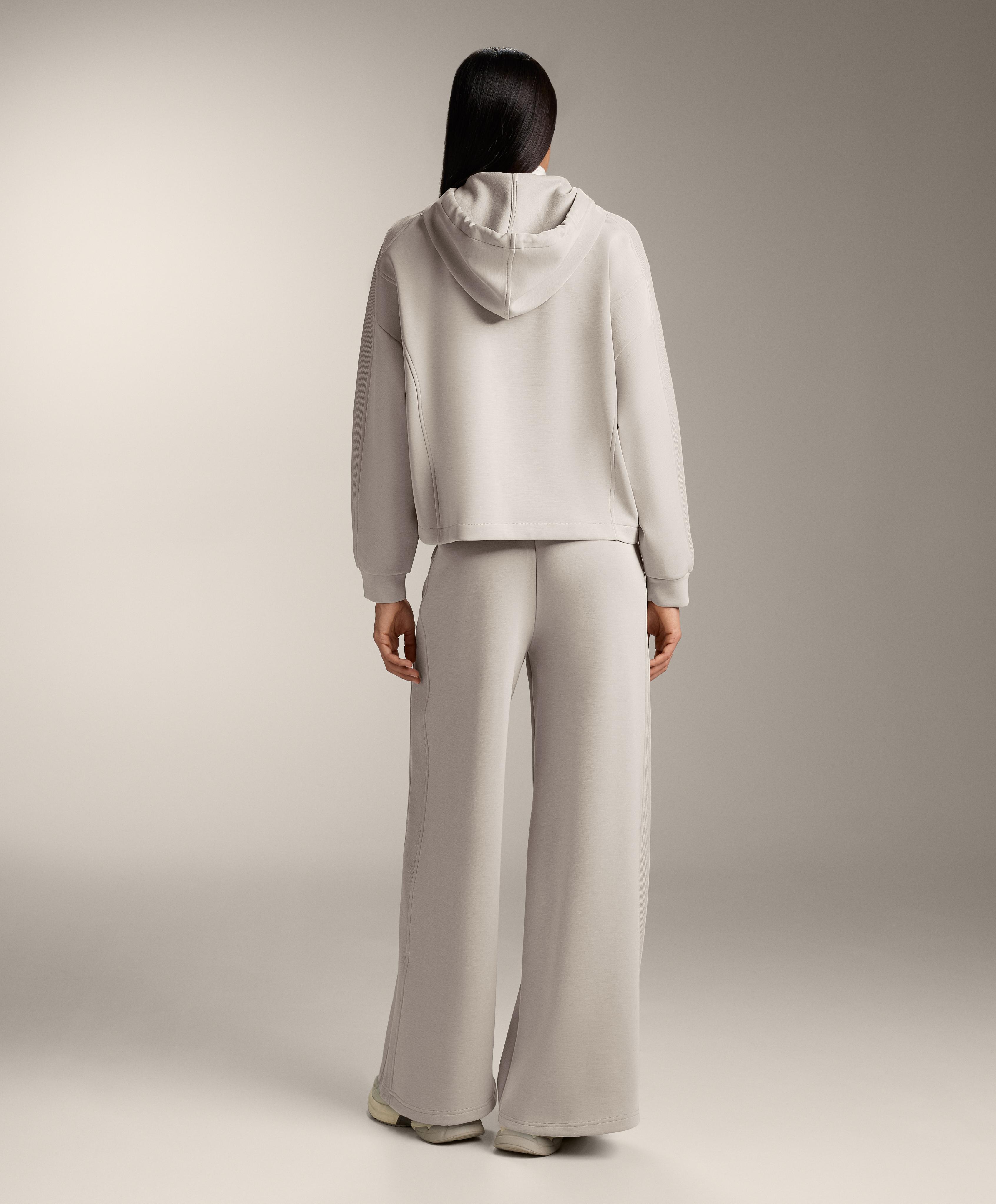 Hooded jacket with Rib details with Brushed modal — TAUPE                   