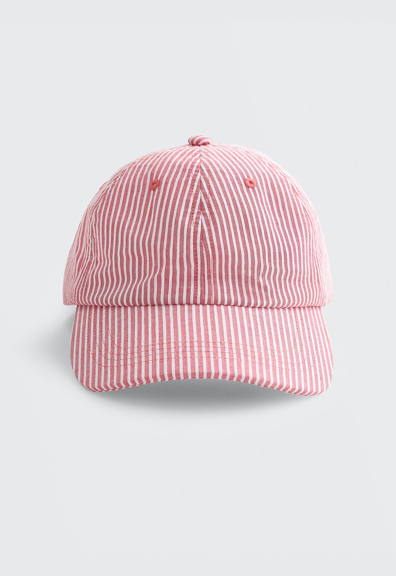 100% cotton striped cap — RED