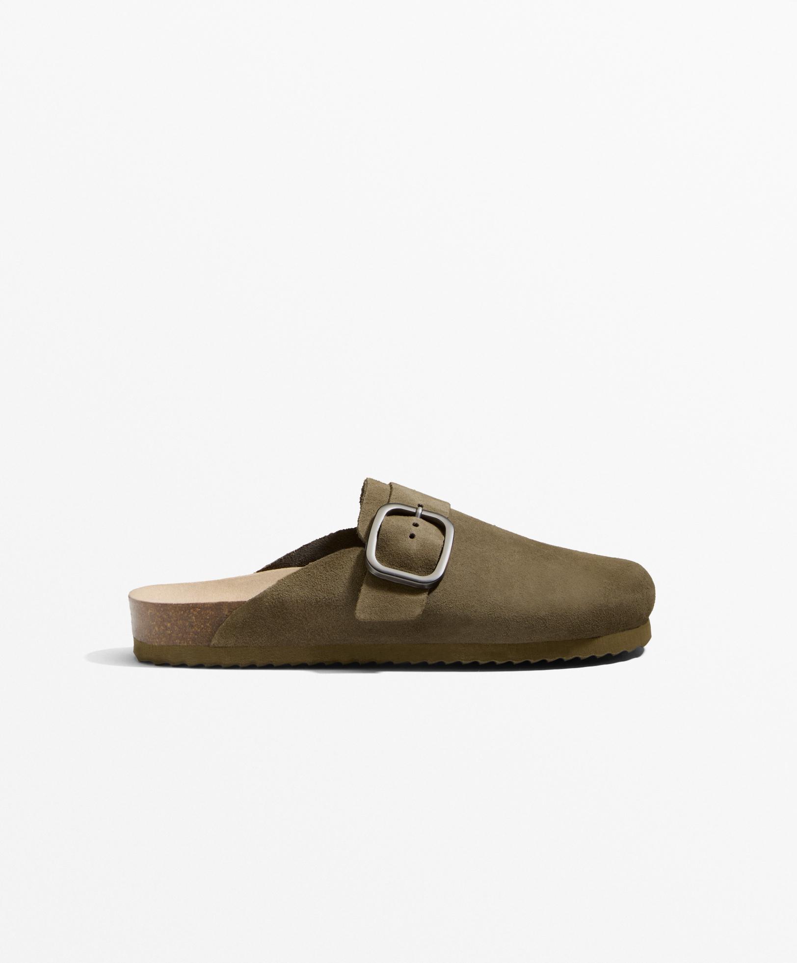 Buckled split-leather mules Buckled split-leather mules