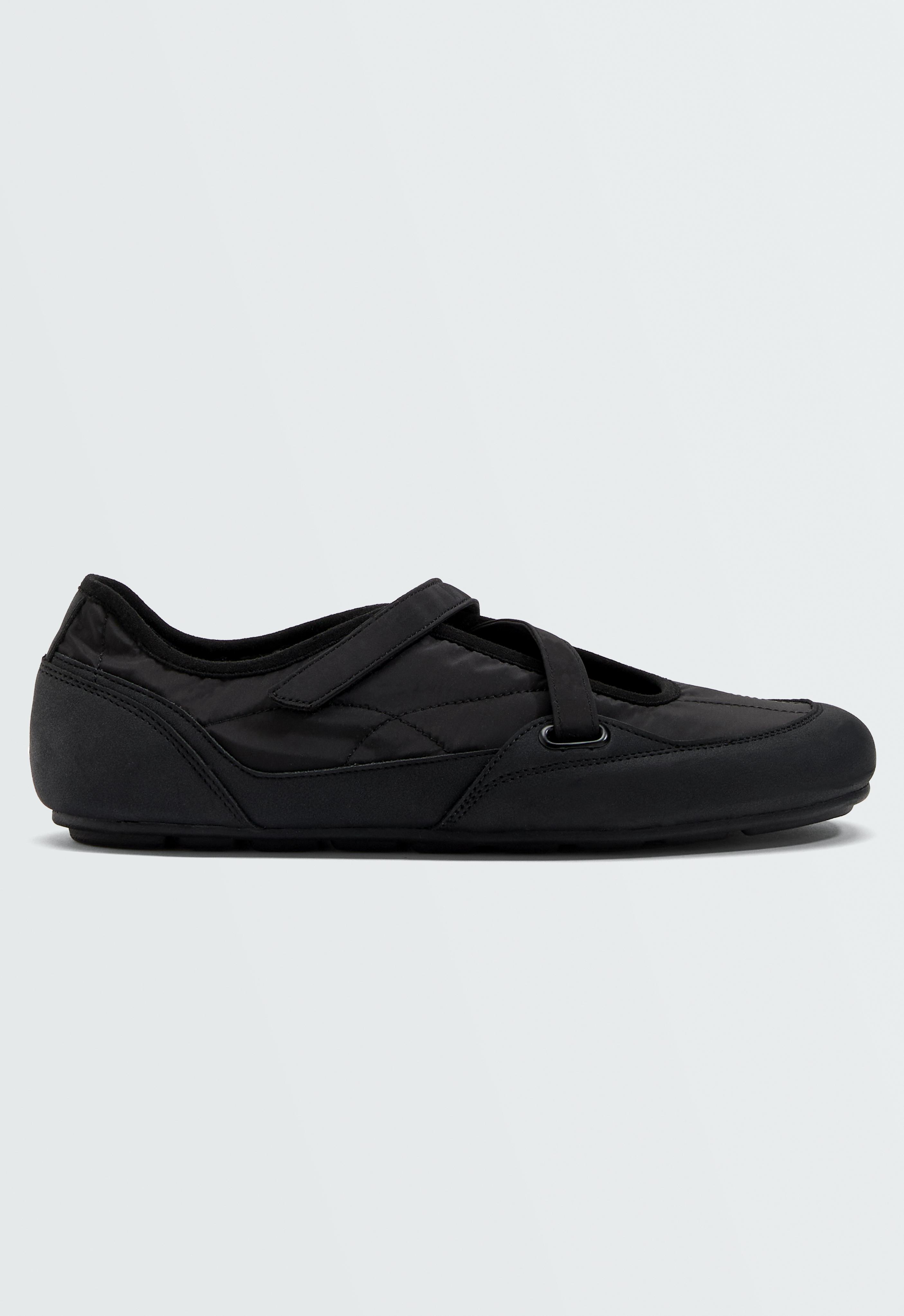 Nylon sport ballet flat — BLACK