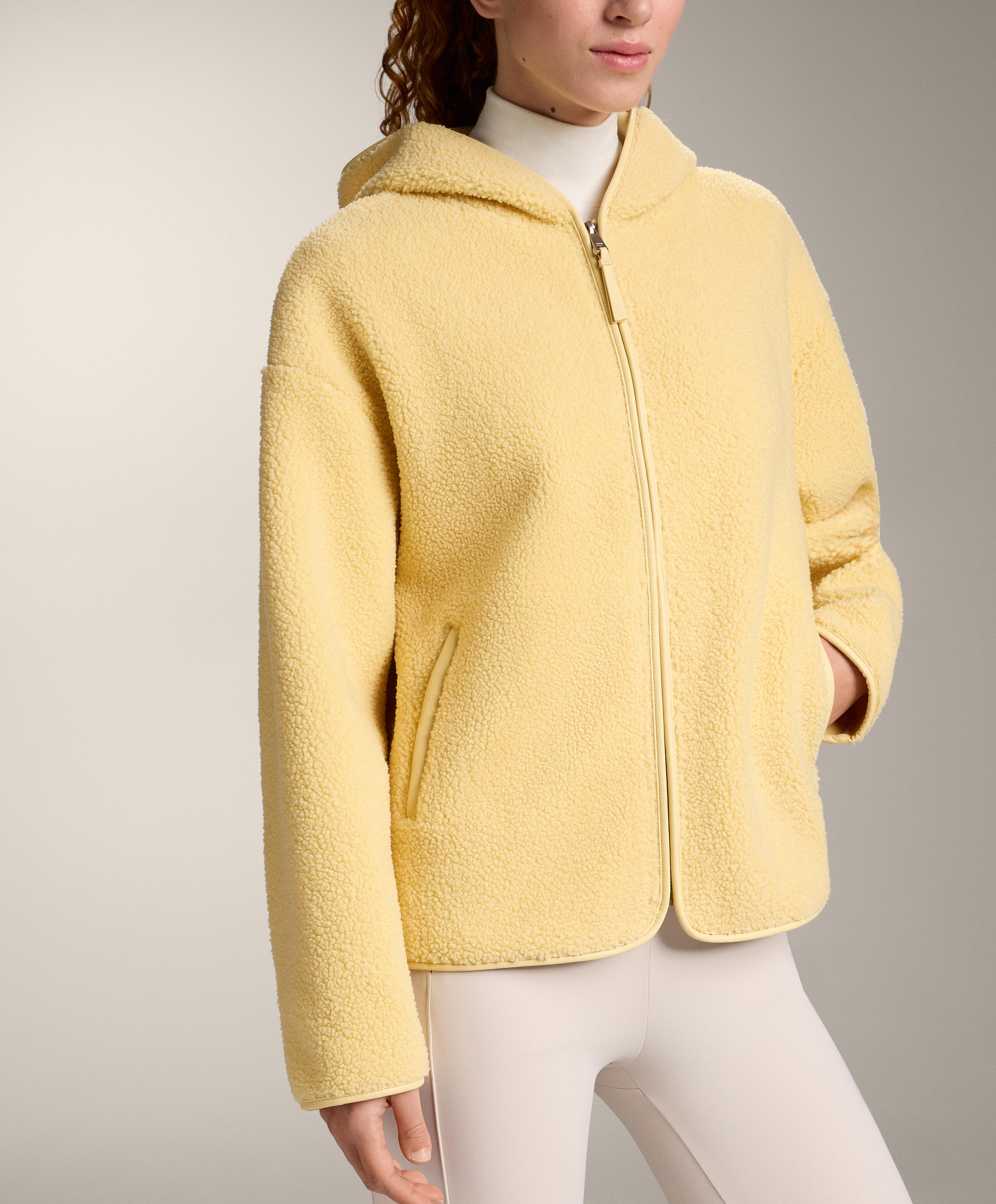 Faux-shearling jacket with hood — YELLOW