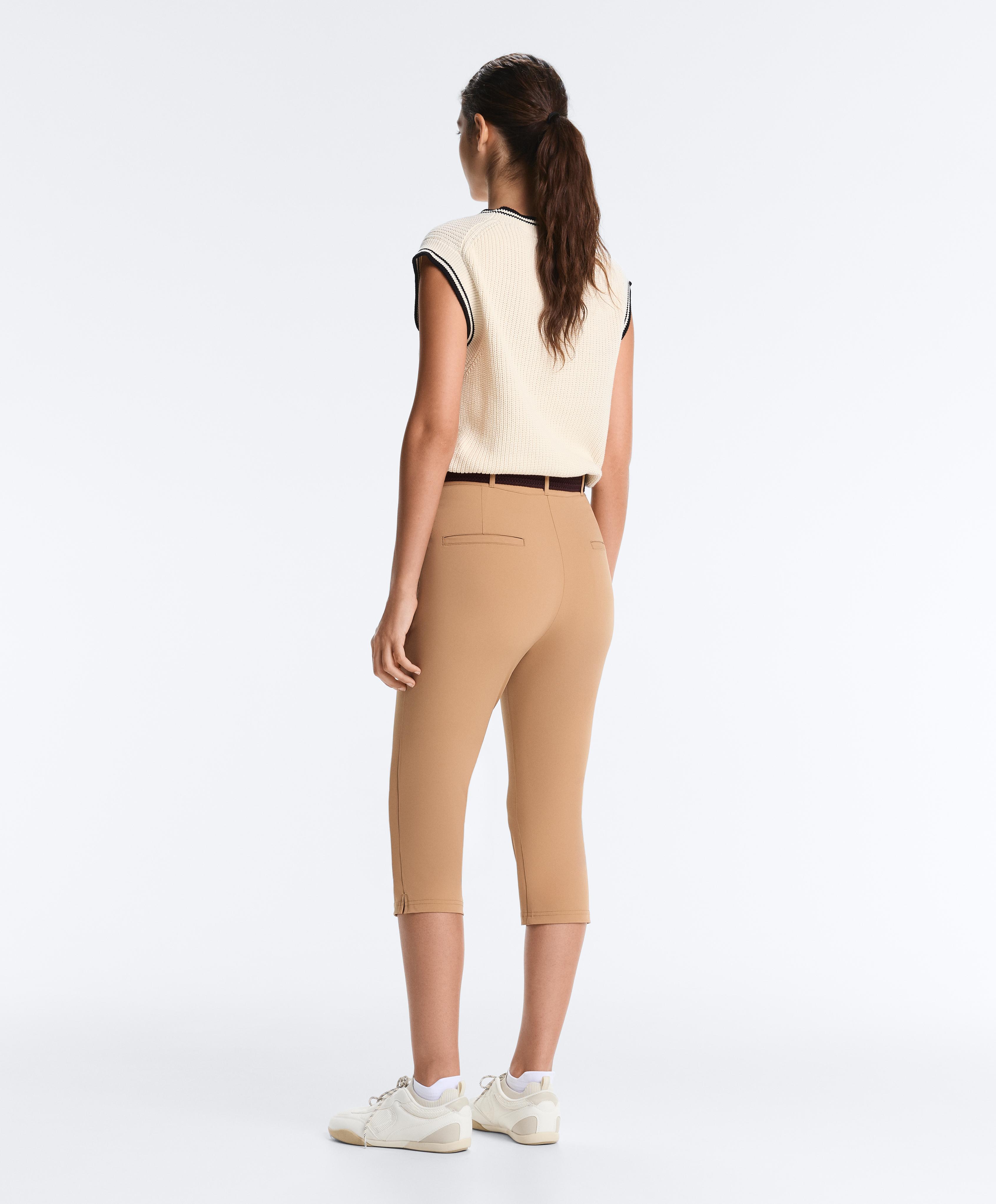 Technical skinny capri trousers with seam detail — SAND