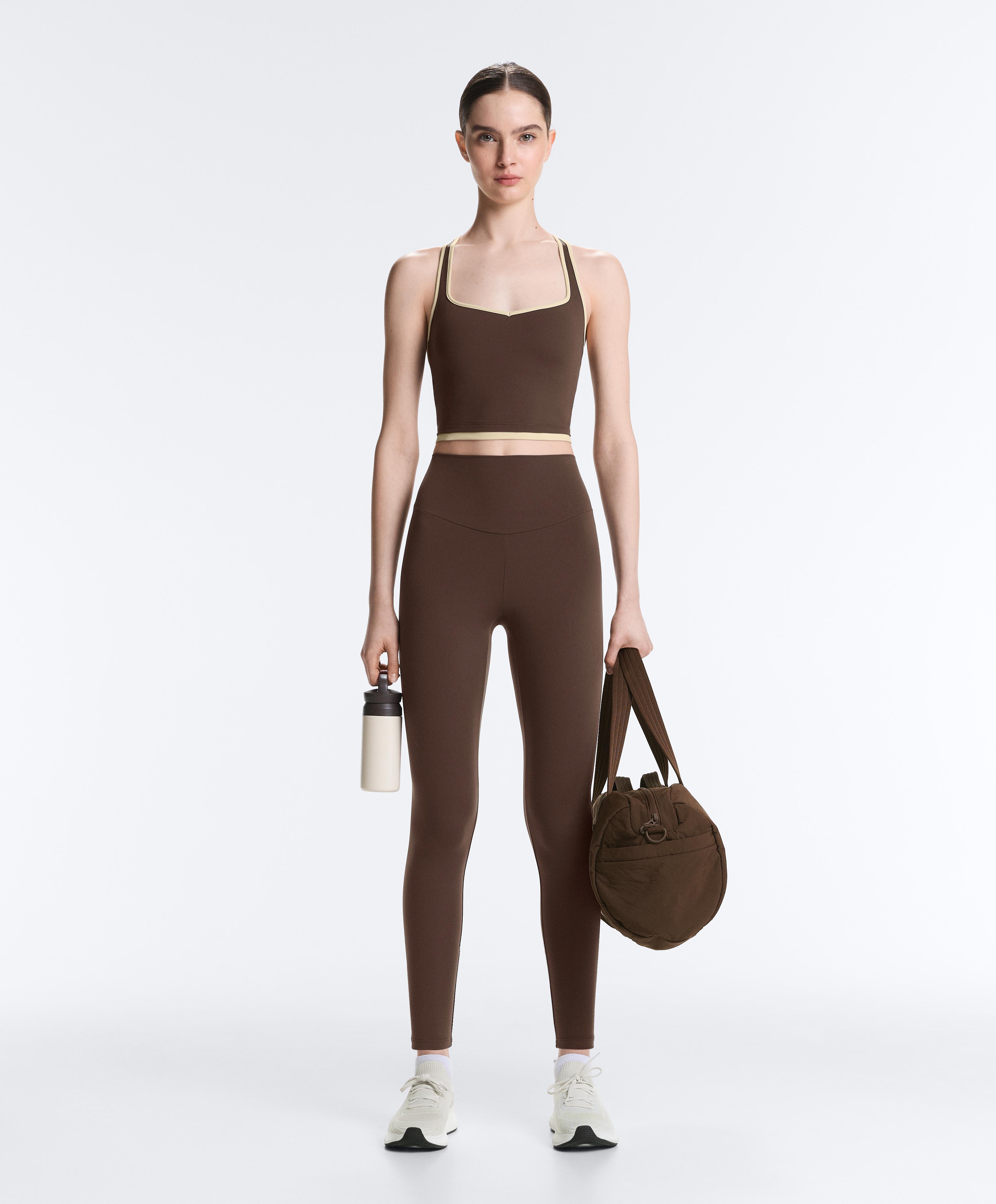 Comfortlux contrast crossover back Tank top — BROWN