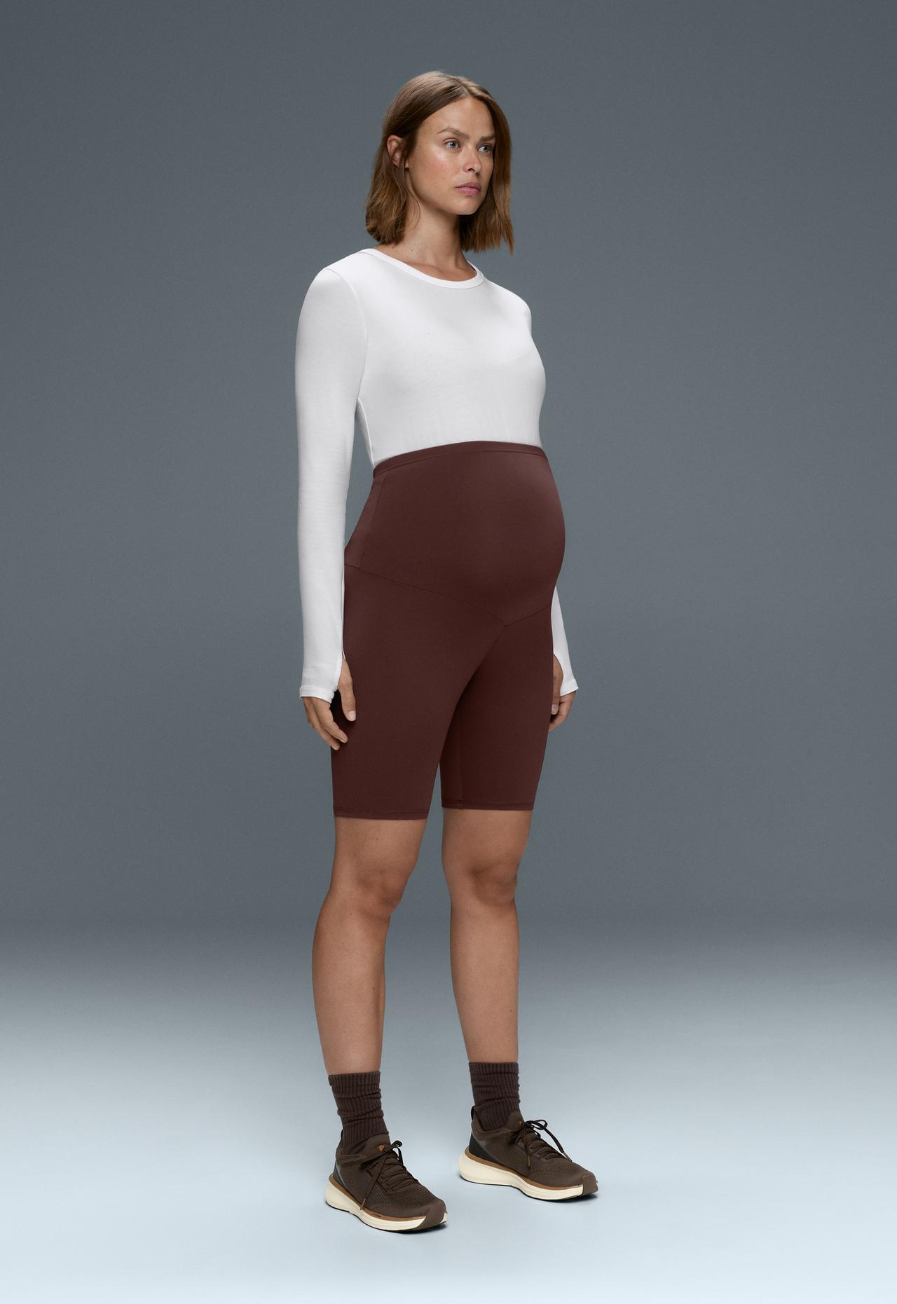 Maternity Comfortlux 20cm biker leggings — CHOCOLATE
